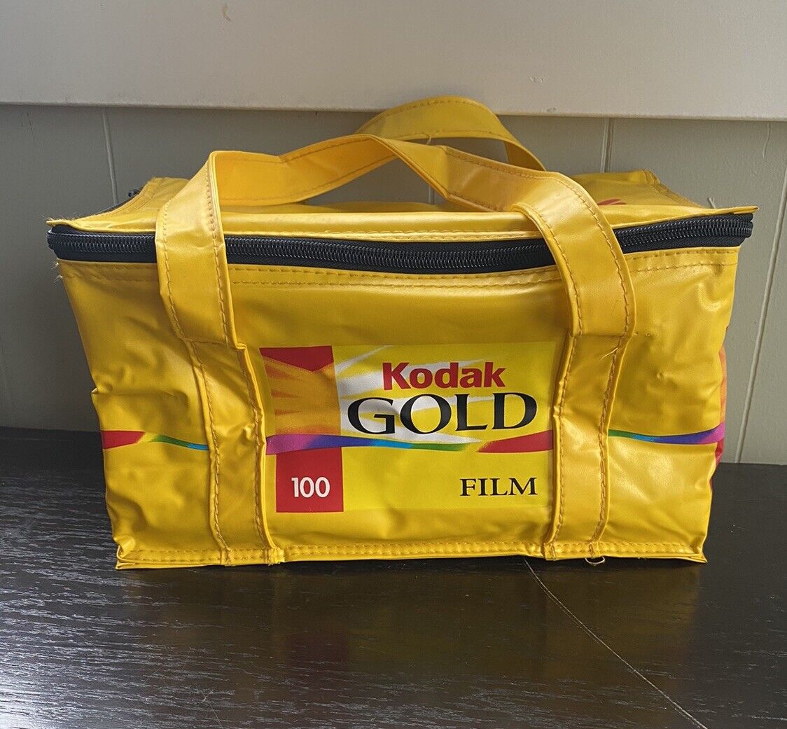 Vintage Kodak Gold Film 100 Cooler Bag Lunch Bag Yellow Vinyl Advertising 1990s
