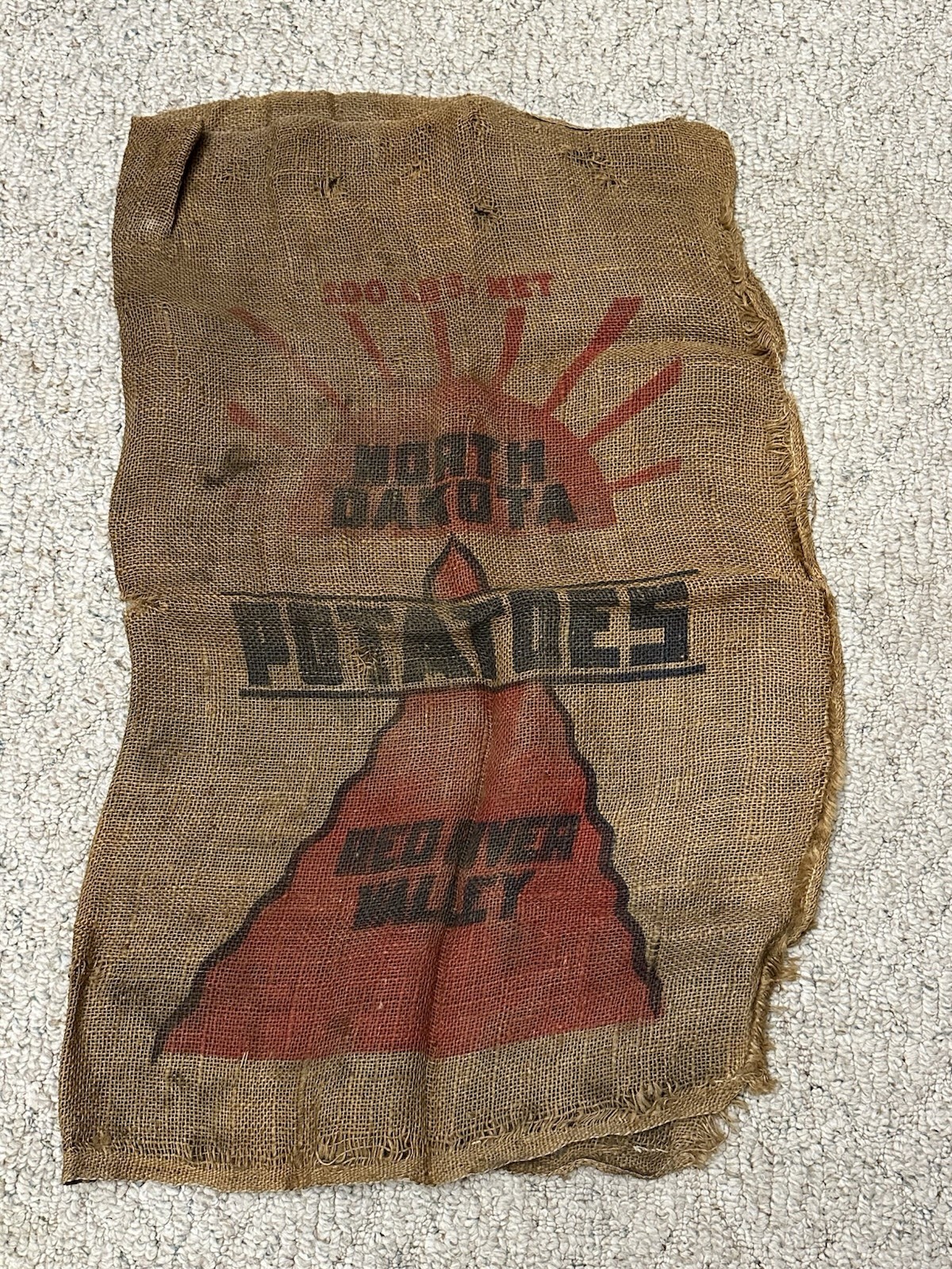 Vintage North Dakota Red River Valley Potato Burlap Sack Farm Advertising 6 Vintage North Dakota Red River Valley Potato Burlap Sack Farm Advertising 6