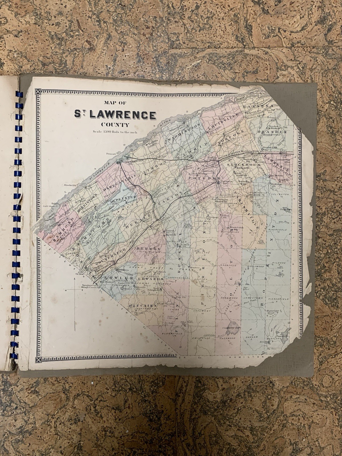 RARE 1865 St. Lawrence County, New York  Topographical Atlas
