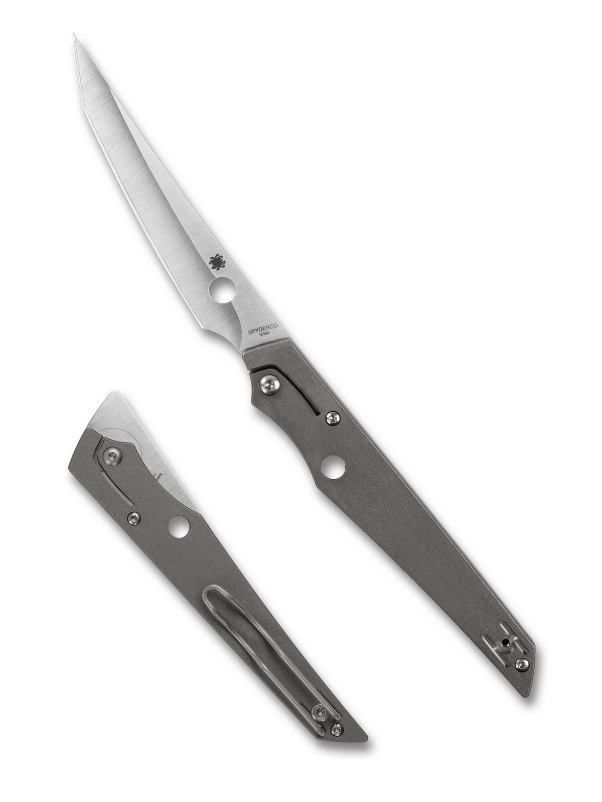 Spyderco Cobol Slip Joint Folding Knife C273TIP Satin M390 Blade Titanium Handle