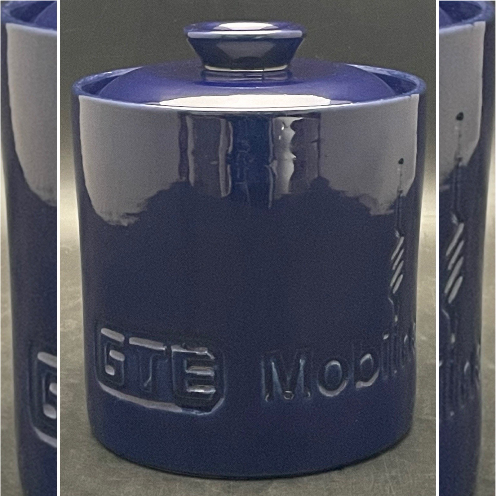 Heath Ceramics for GTE Mobilnet Cobalt Blue Apothecary Canister 1991 USA 5.75\