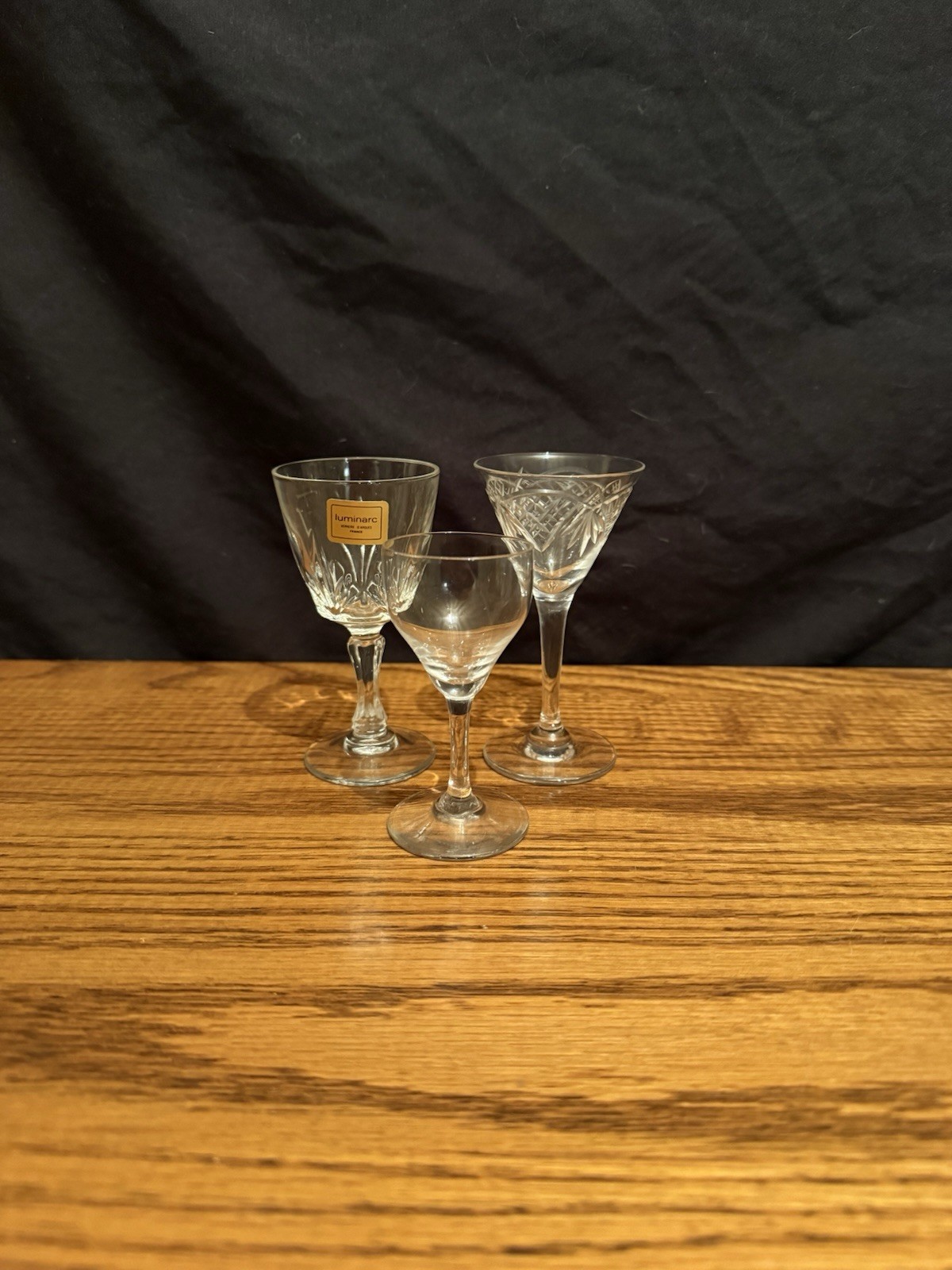 943 Vintage Old 3pc Small Cordial Crystal Stemmed Glasses