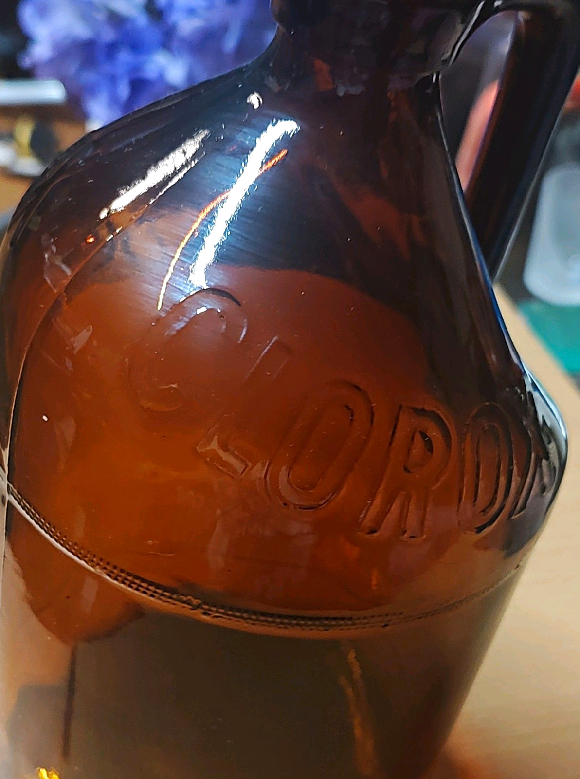 Clorox Vintage Brown Glass Advertising Bottle, Embossed 