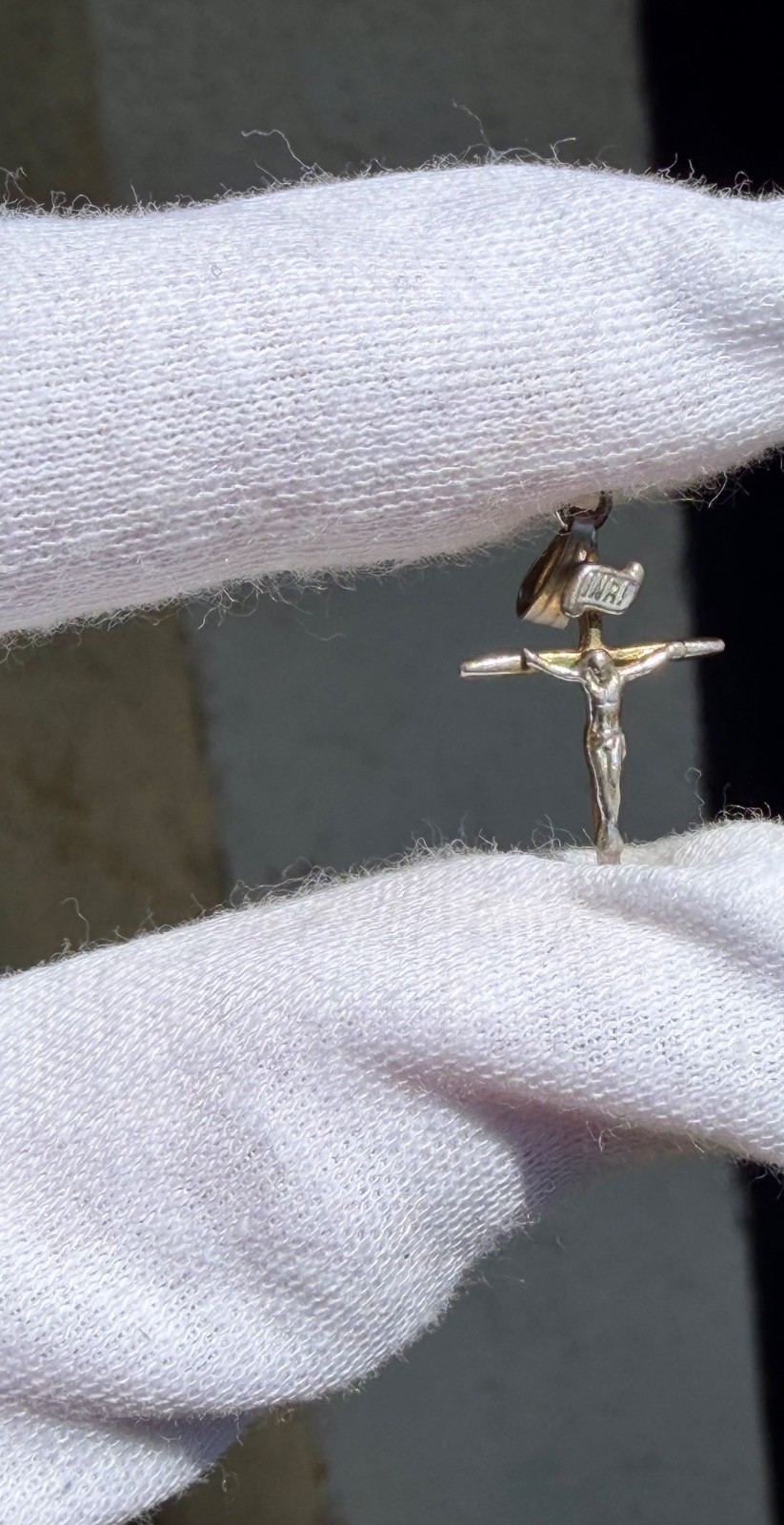 Vintage INRI Crucifix Cross Pendant Two Tone Catholic Religious Jewelry