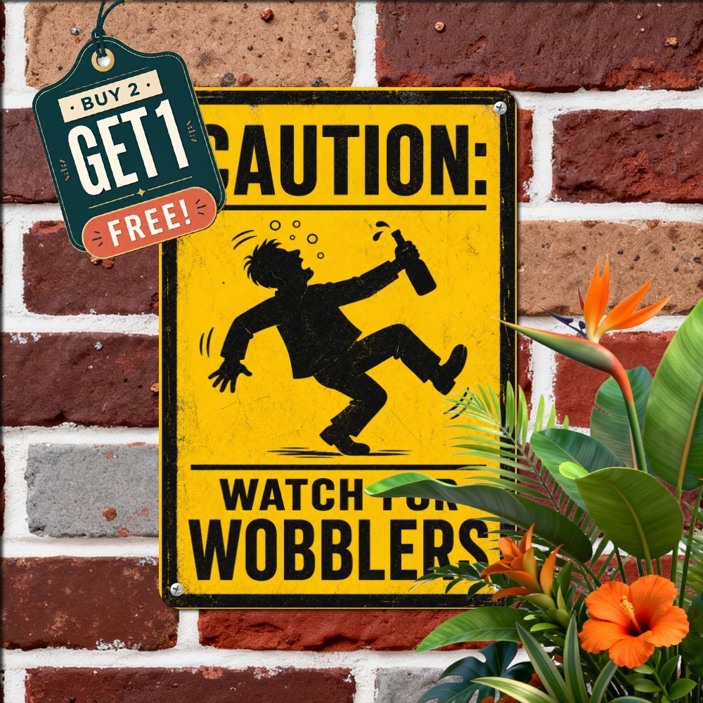 Caution Drunk People Crossing Warning Metal Tin Sign Bar Pub Street Decor 8x12