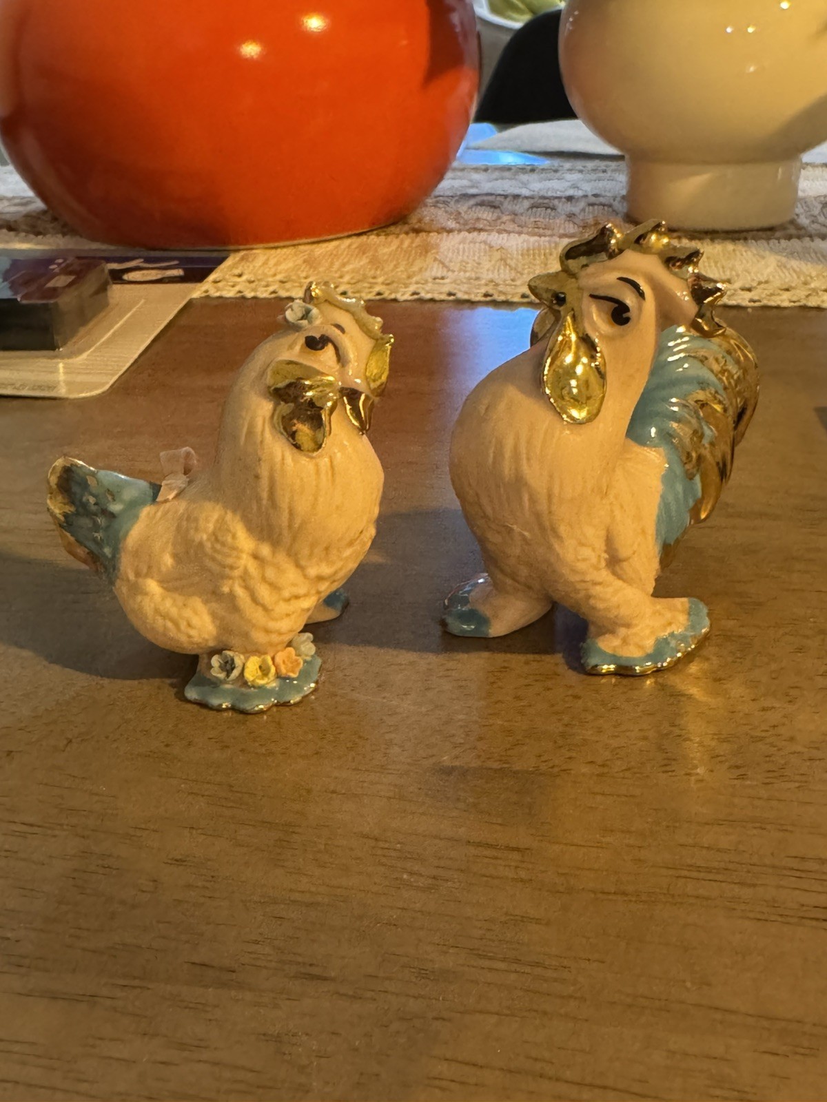 Vintage Kitschy Walker Renaker Pink Bisque Flirtacious Rooster & Hen Figurines Vintage Kitschy Walker Renaker Pink Bisque Flirtacious Rooster & Hen Figurines