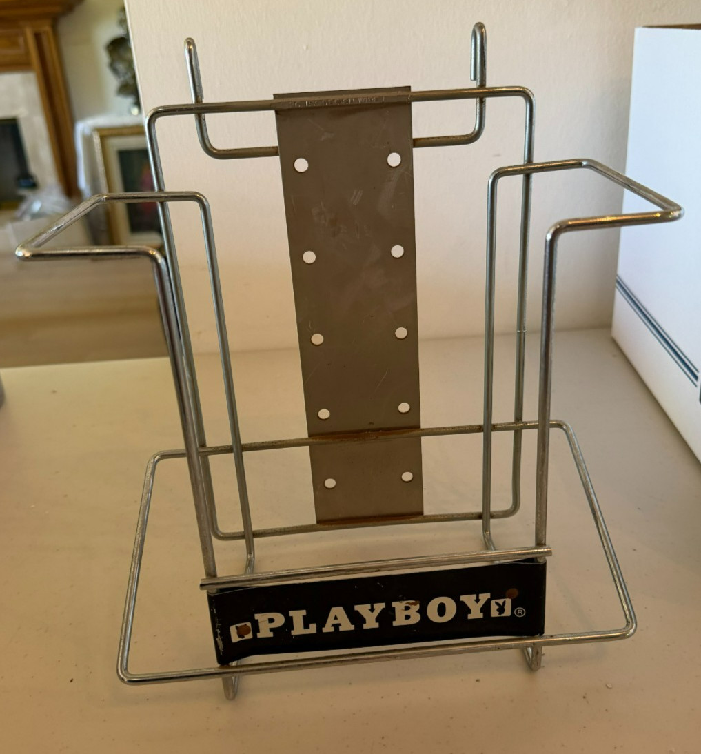 Vintage Playboy Magazine Metal Wire Counter Store Display Rack