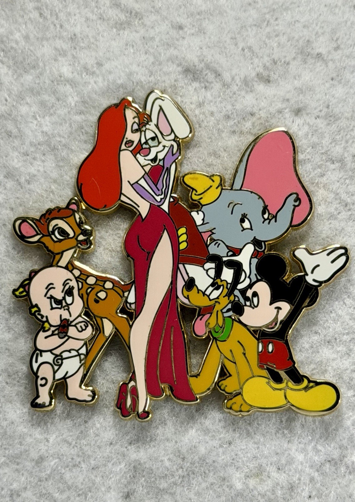 Disney Jessica Rabbit & Cast 2008 20th Anniversary Jumbo Pin Roger Mickey Dumbo