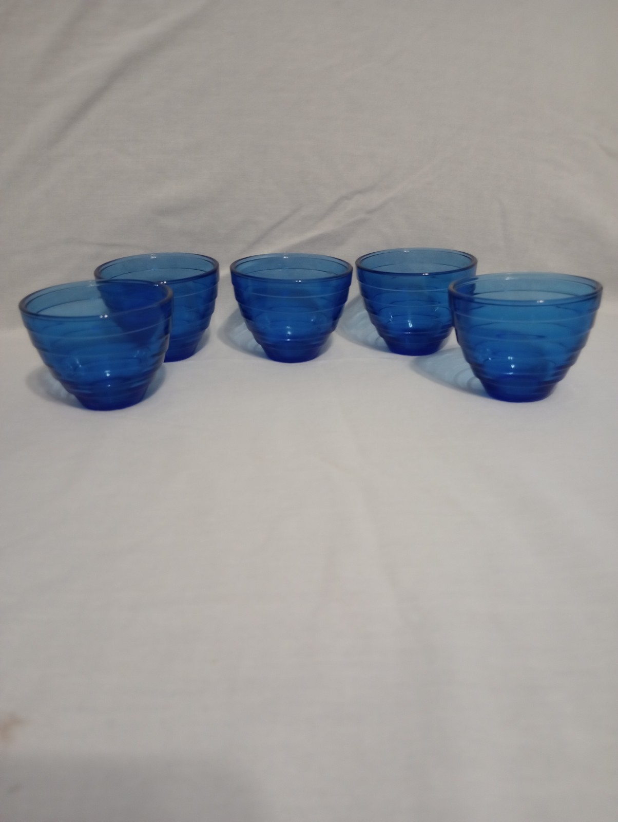 Vintage Hazel Atlas Moderntone Cobalt Blue Custard Cups- Set Of 5
