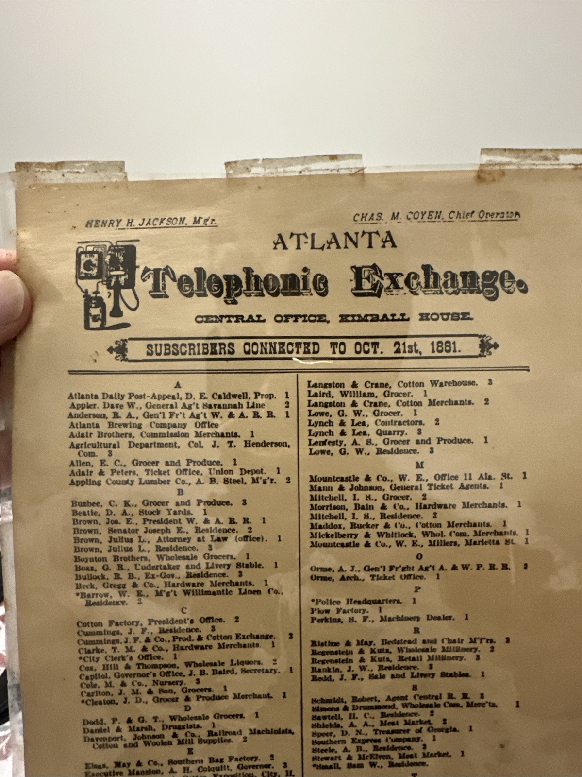Rare Antique 1881 Telephone Exchange Newspaper Article Placque 