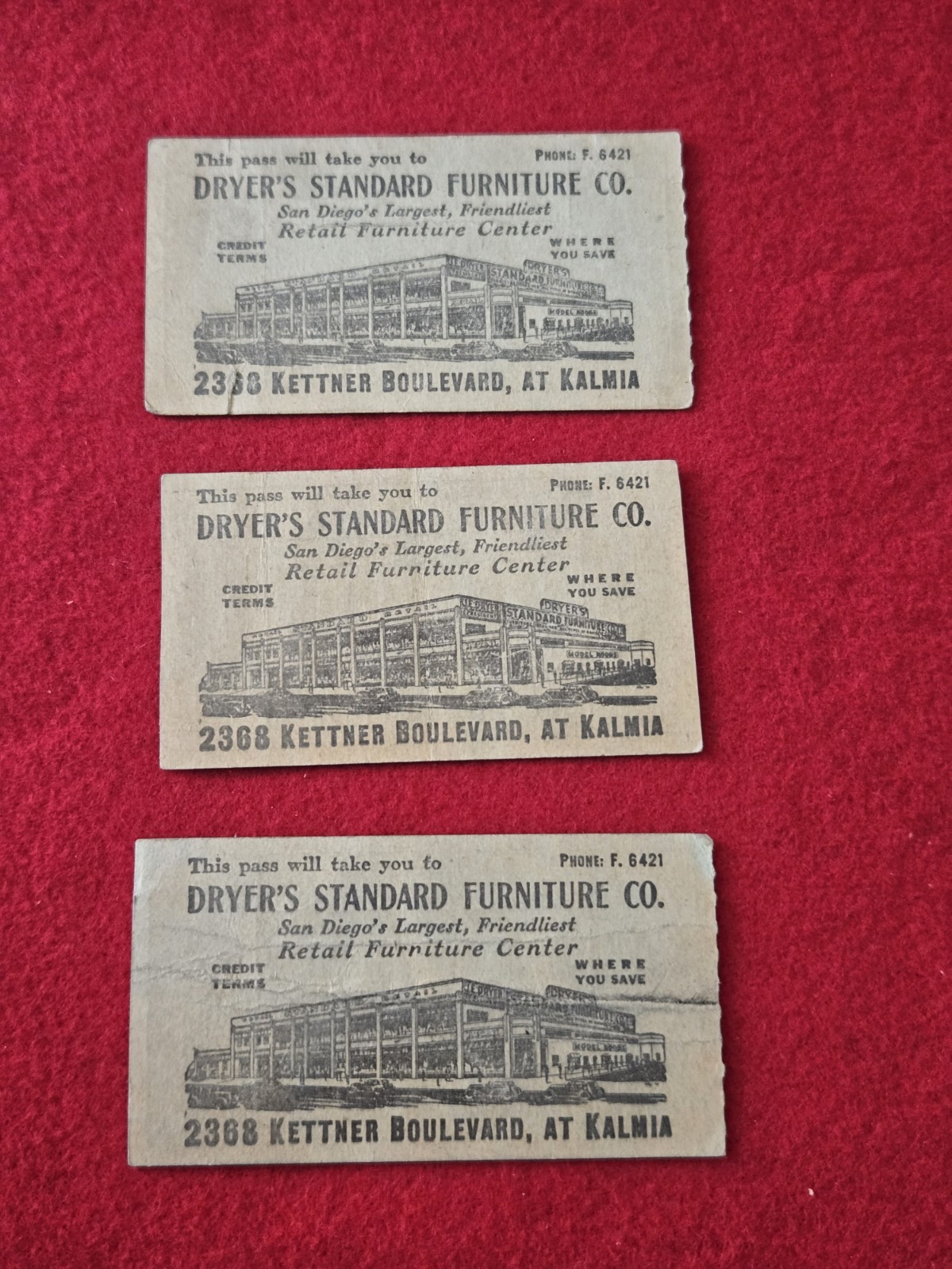 1944 San Diego Electric Railway Co Streetcar Pass Tickets Lot WWII Era