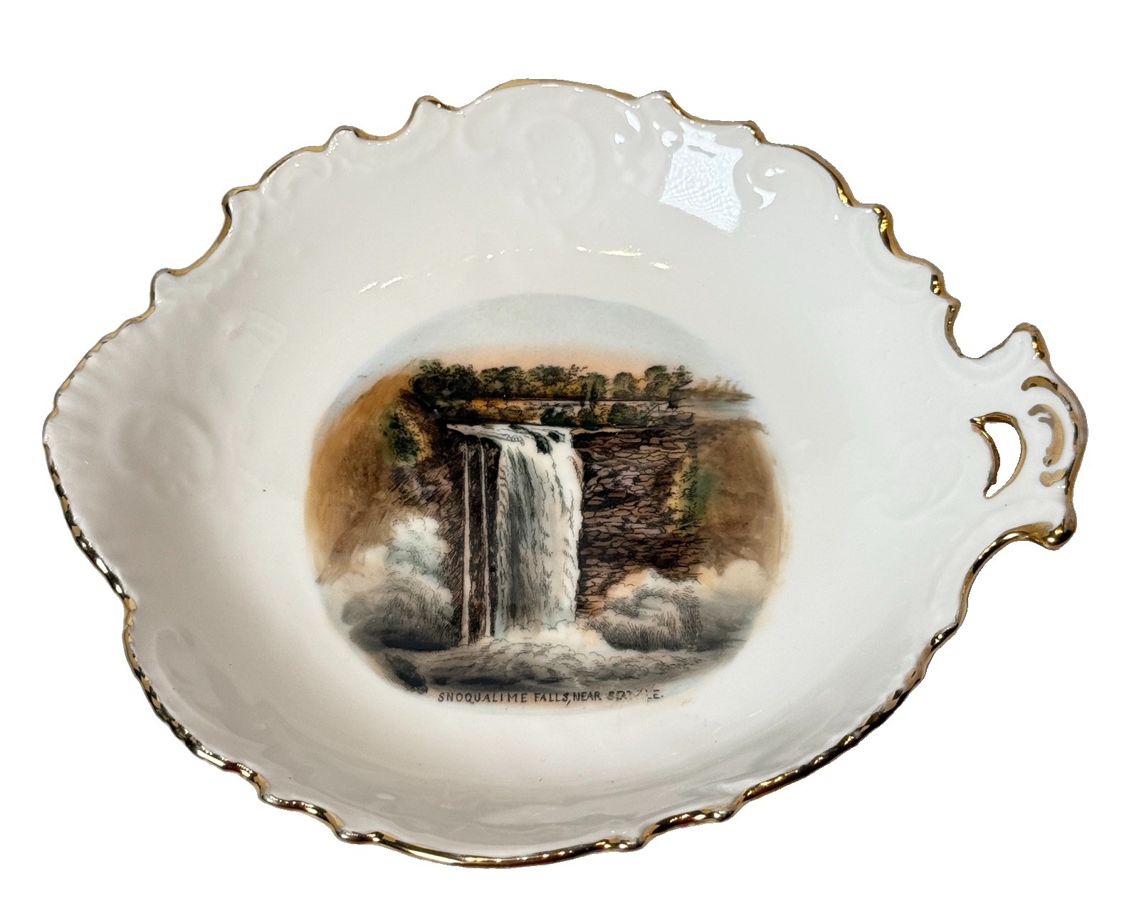SEATTLE WA WASHINGTON Antique SNOQUALIME FALLS Souvenir TRINKET DISH BOWL