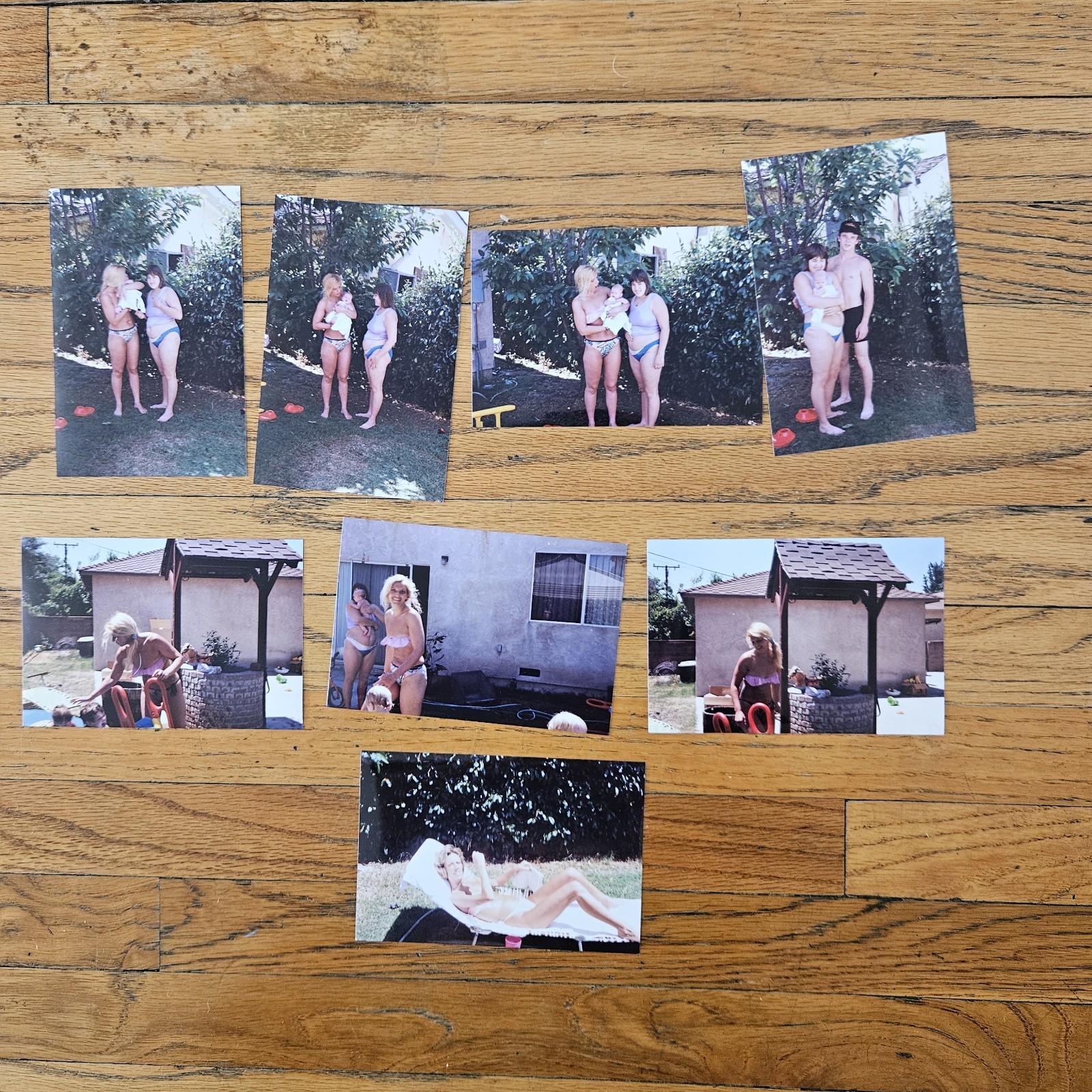 Vintage 1990's Photo Set of American Women Sun Bathing in Backyard In Bikinis
