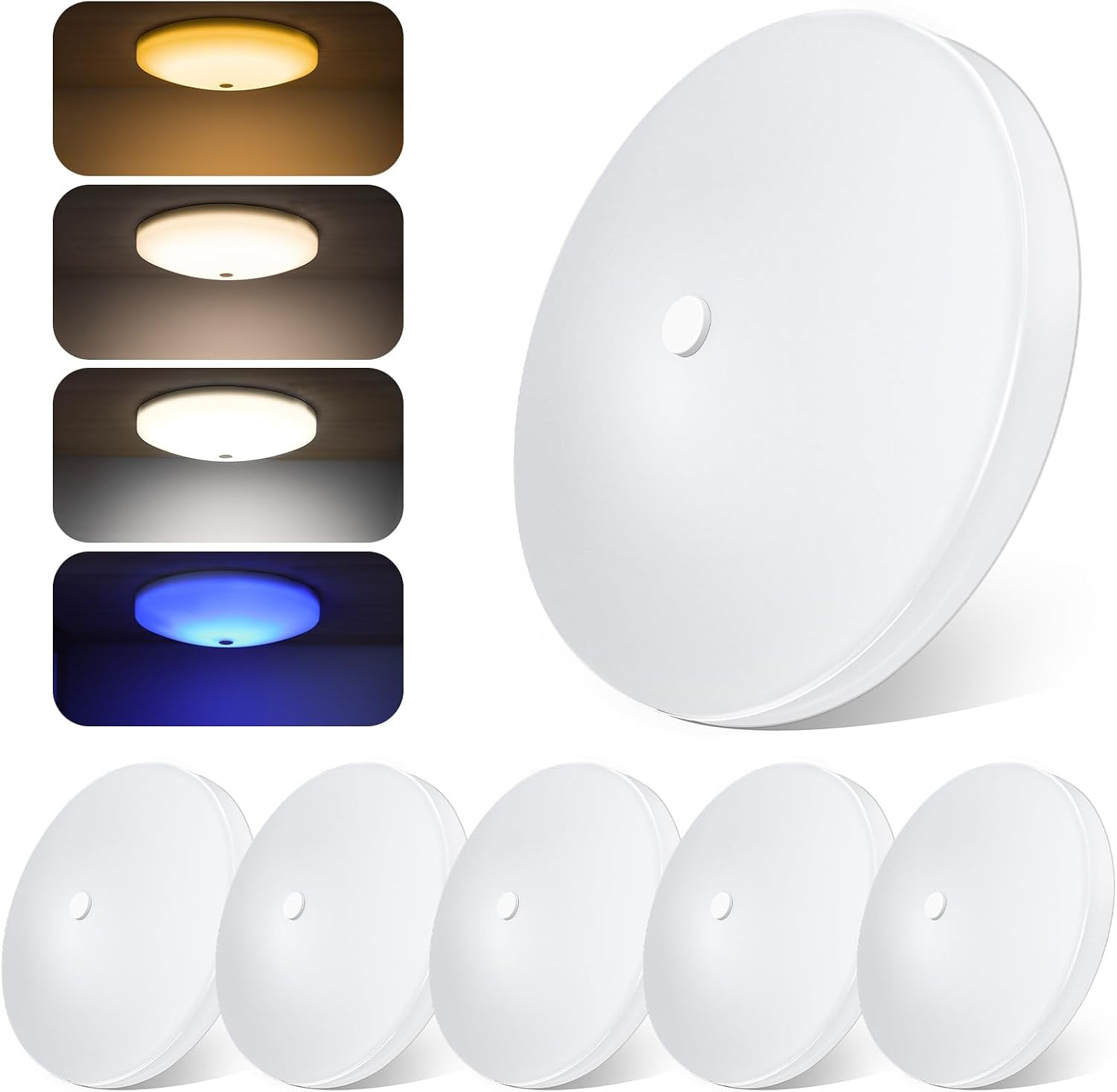 4.5\'\' 3CCT RV Interior Ceiling Lights 3000K/4500K/6000K Switchable with Blue Nig
