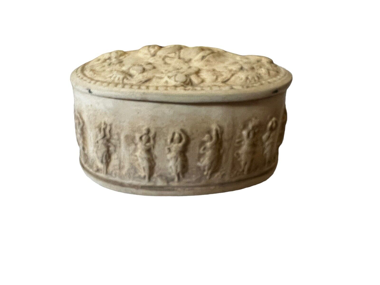 Antique Signed Batignani Italy Oggetti D’ Arte Bisque Ceramic Trinket Case Box