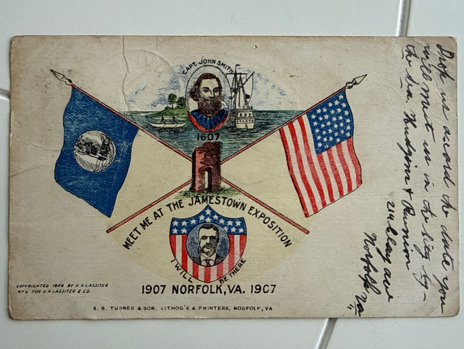 1907 Worlds Fairs Jamestown Expo Pre Show Advertising Card Posted In 1906