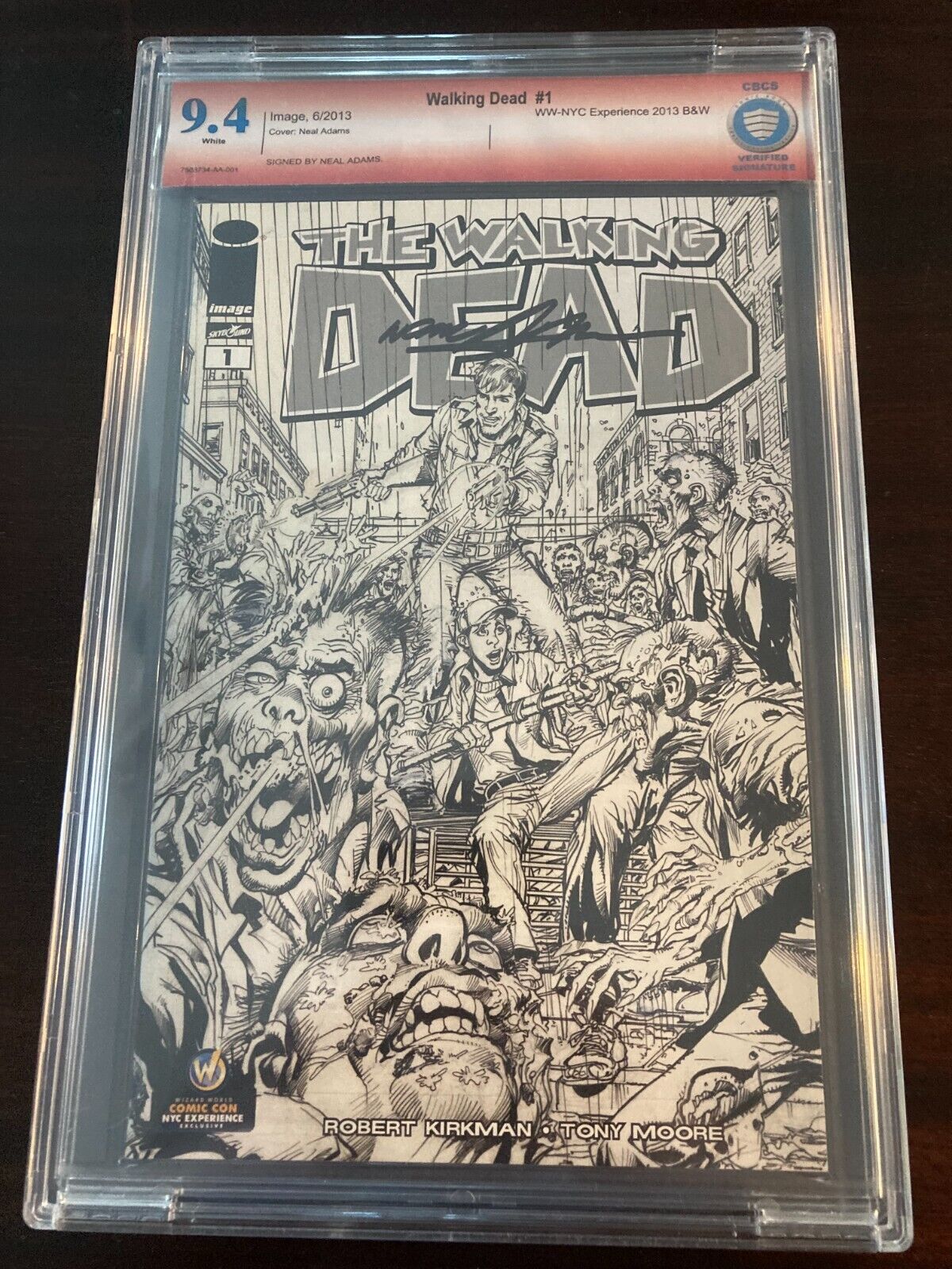 The Walking Dead #1, B&W Variant, Signed by Neal Adams, with 9.4 CBCS Grade