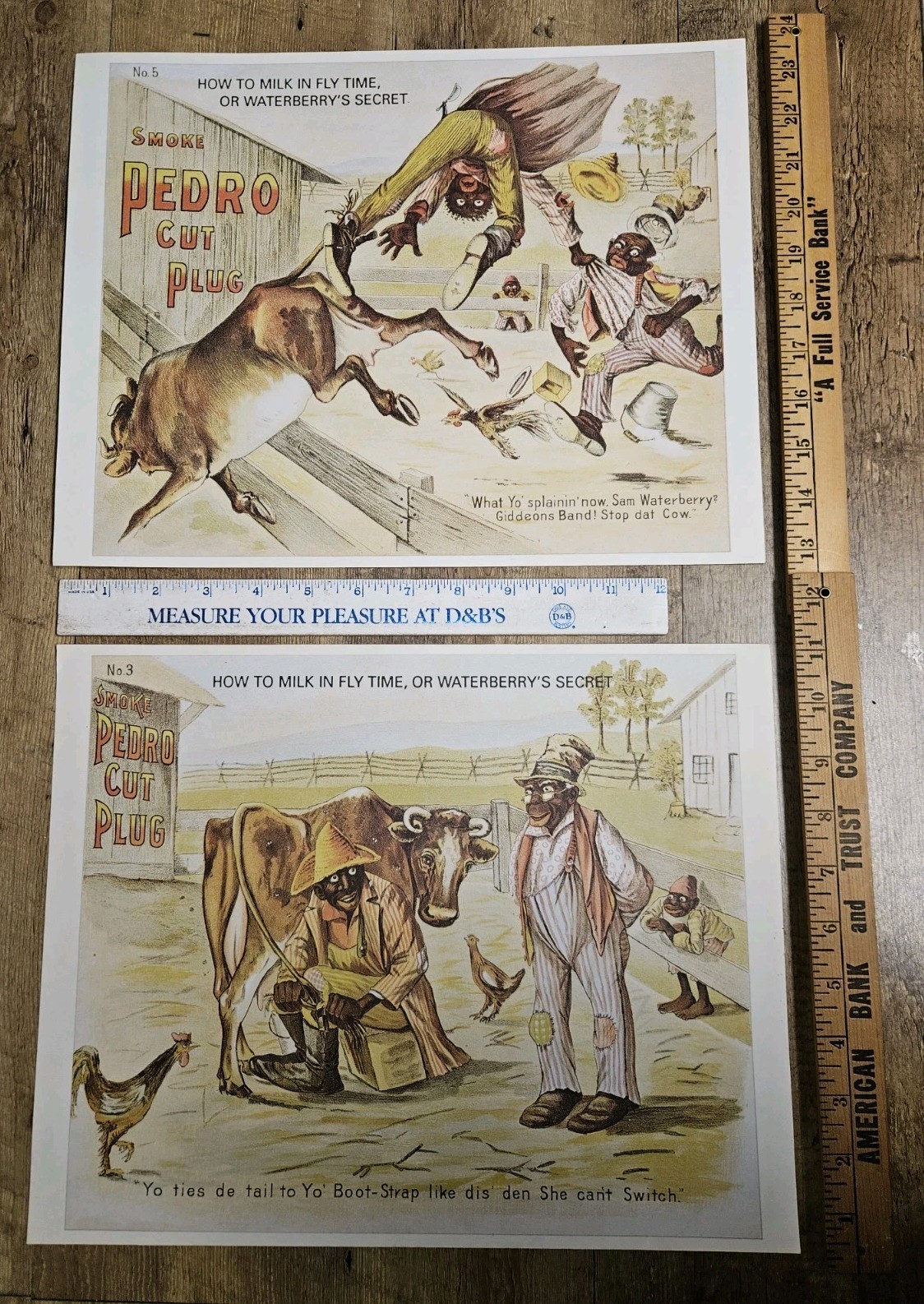 2 Vintage Tobacco Advertising Prints Smoke Pedro Cut Plug Historical Prints (B)