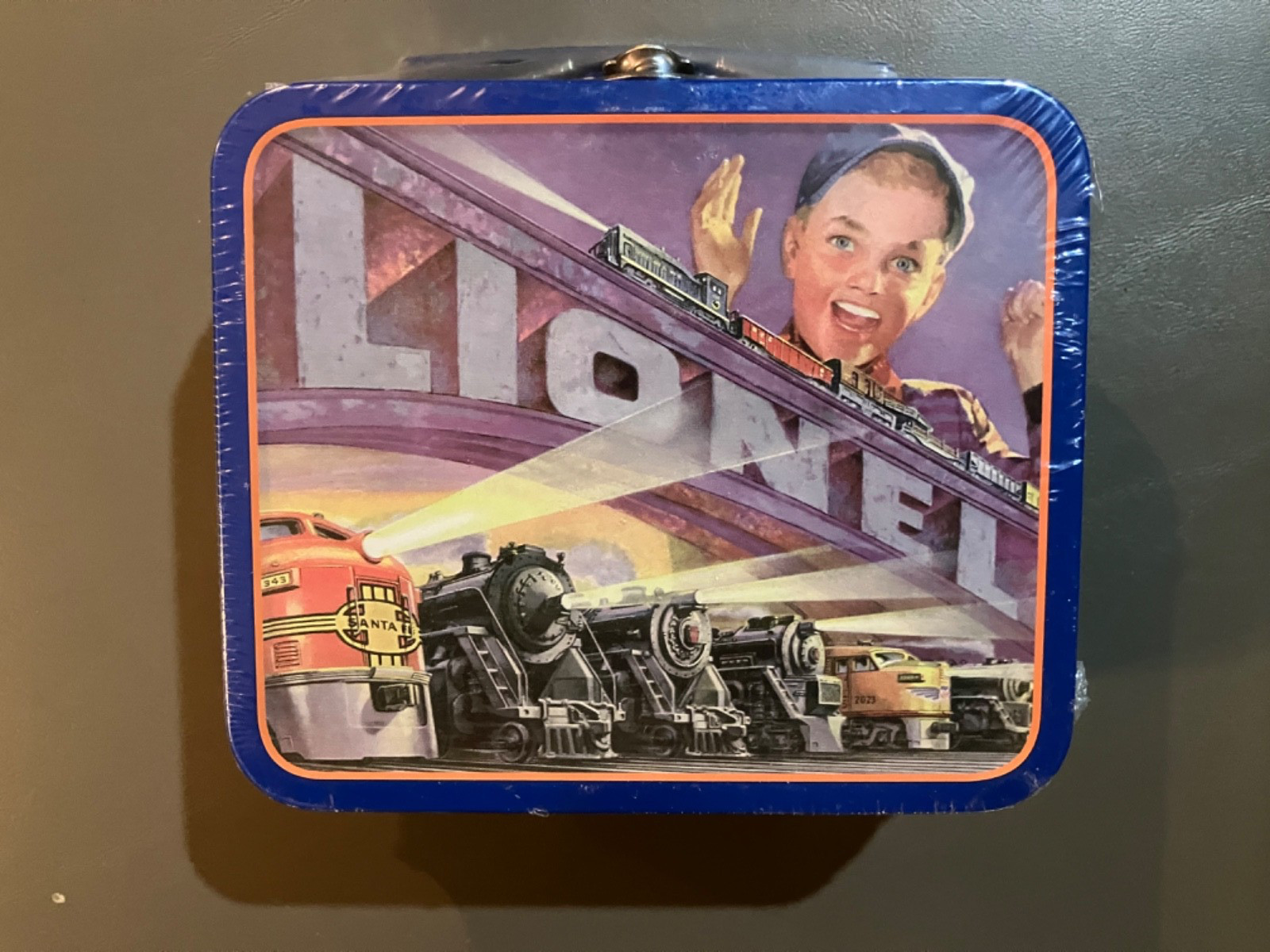 1998 Vintage Small Lunch Box Tin LIONEL TRAINS METAL 6x6x2 inch SEALED