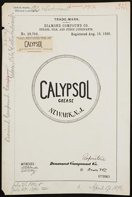 Photo:Newark NJ 1896 Calypsol Grease Diamond Compound Co Trademark Print