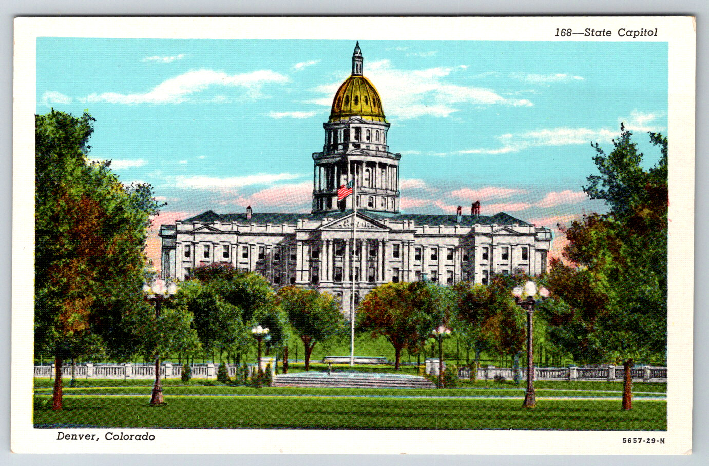 c1940s Denver Colorado State Capitol Building Postcard Linen
