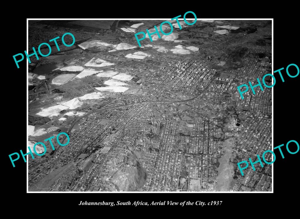 OLD LARGE HISTORIC PHOTO JOHANNESBURG SOUTH AFRICA, AERIAL VIEW OF TOWN c1937