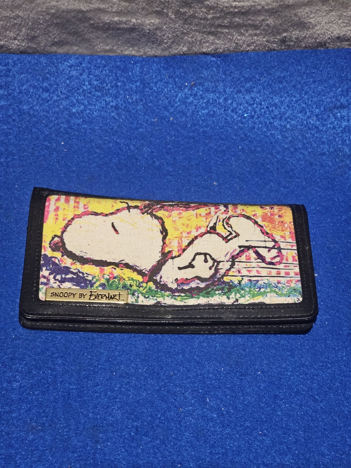 Peanuts Snoopy by Everhart leather Checkbook Cover, wallet, New Vintage 1989
