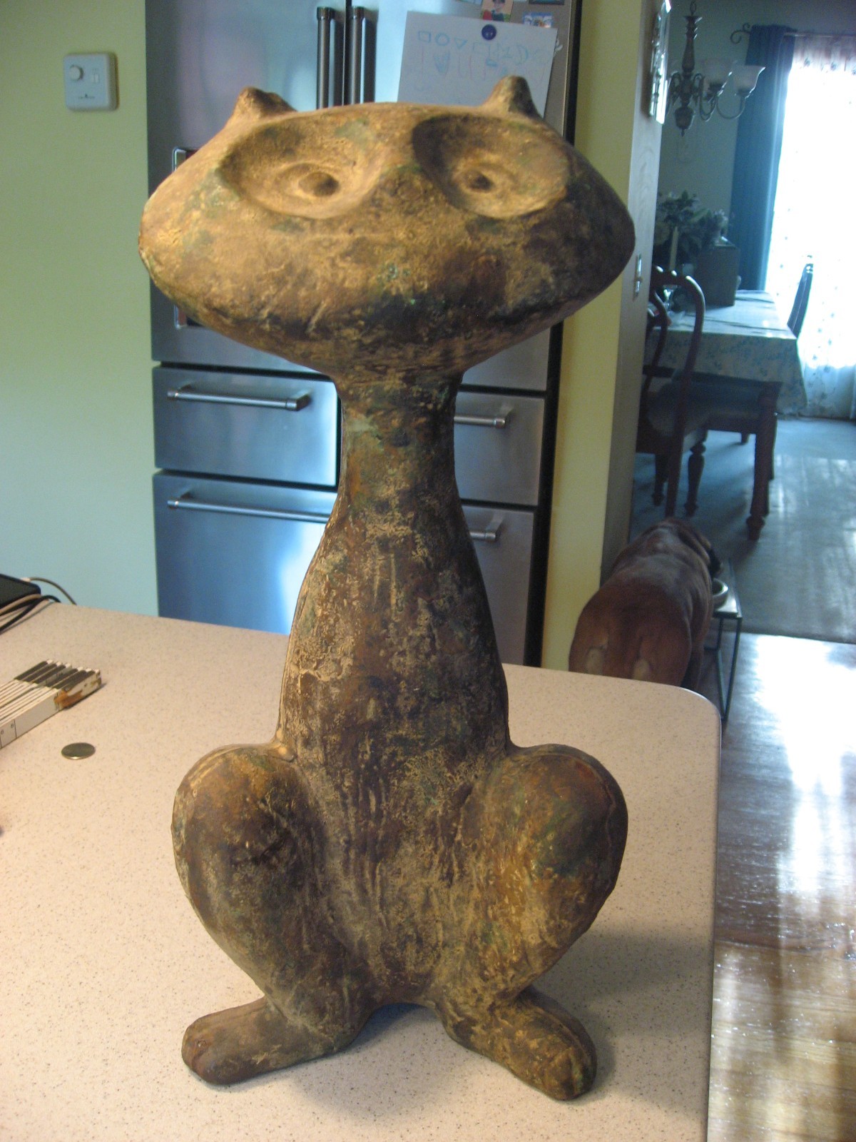 Vintage MCM Cast Iron Cat Doorstop Sculpture Atomic Art Deco about 17\