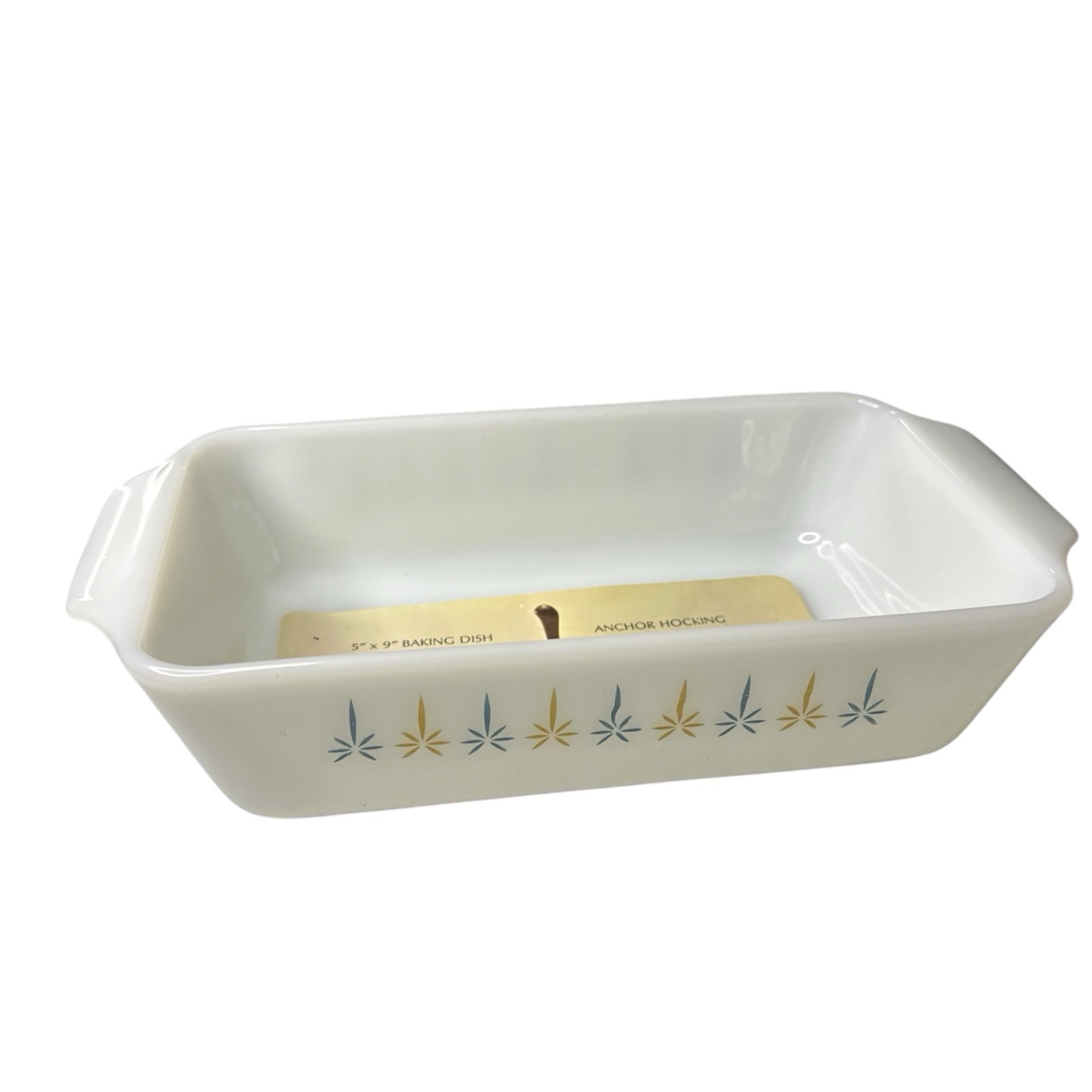 Anchor Hocking Fire-King Candle Glow 5 x 9” Baking Dish w/ Original Paper Label