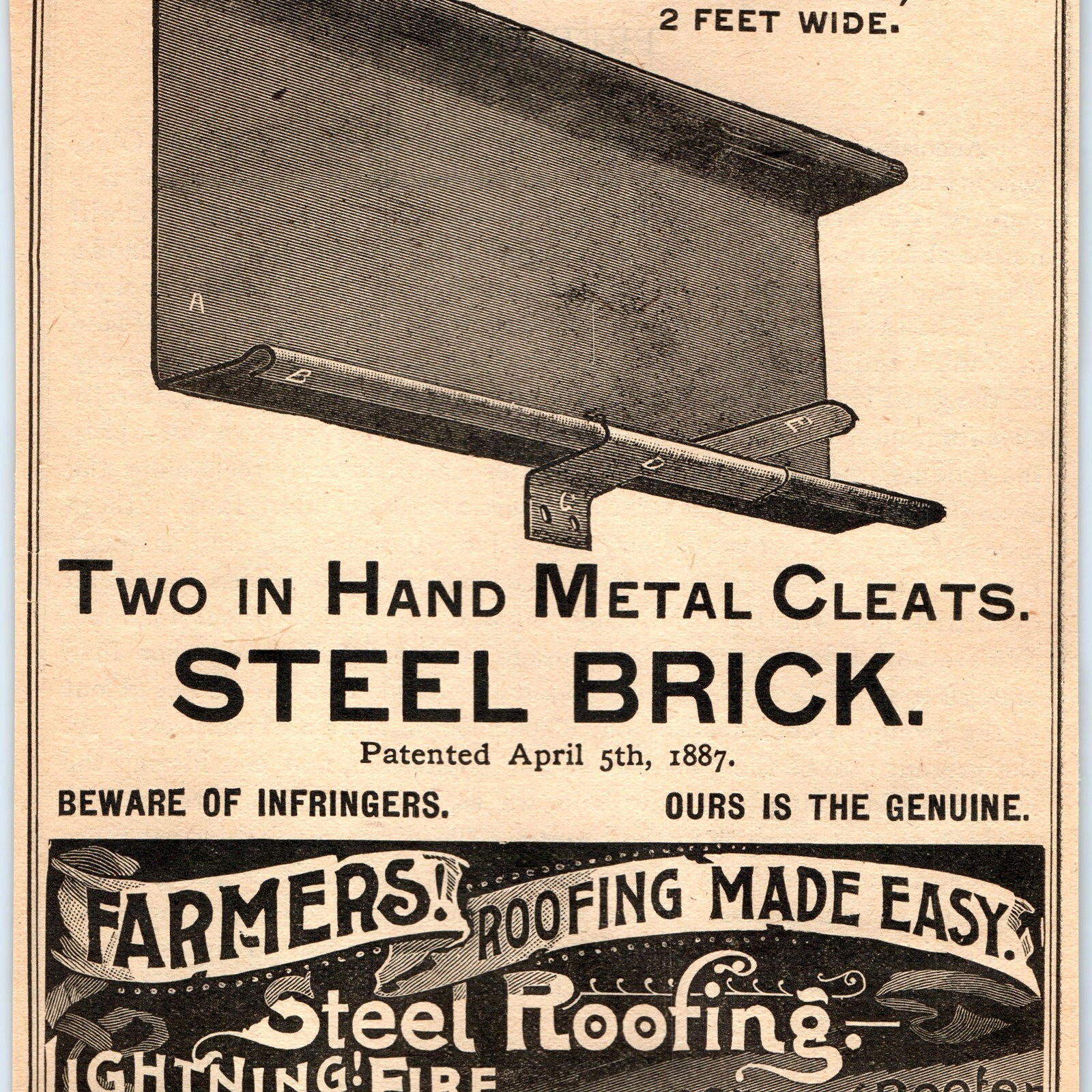 1891 Philadelphia, PA Penn Iron Roofing Steel Brick Print Ad Farmers Almanac 1891 Philadelphia, PA Penn Iron Roofing Steel Brick Print Ad Farmers Almanac