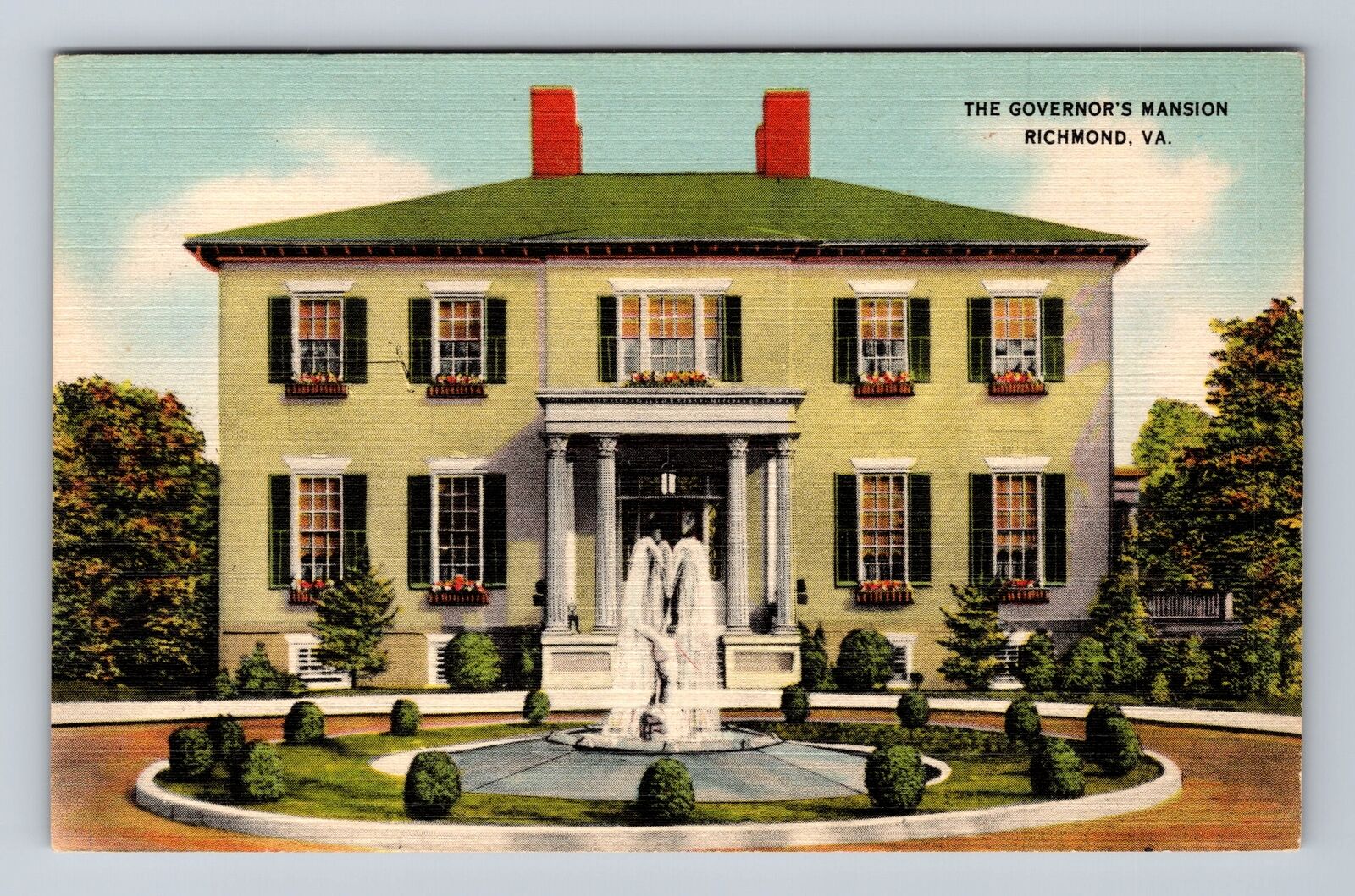 Richmond VA-Virginia, Scenic View Governor's Mansion, Antique Vintage Postcard