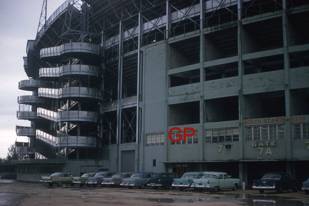 #XX168- a Old 35mm Slide Photo-Miami Florida Stadium- Red Kodachrome 1950s