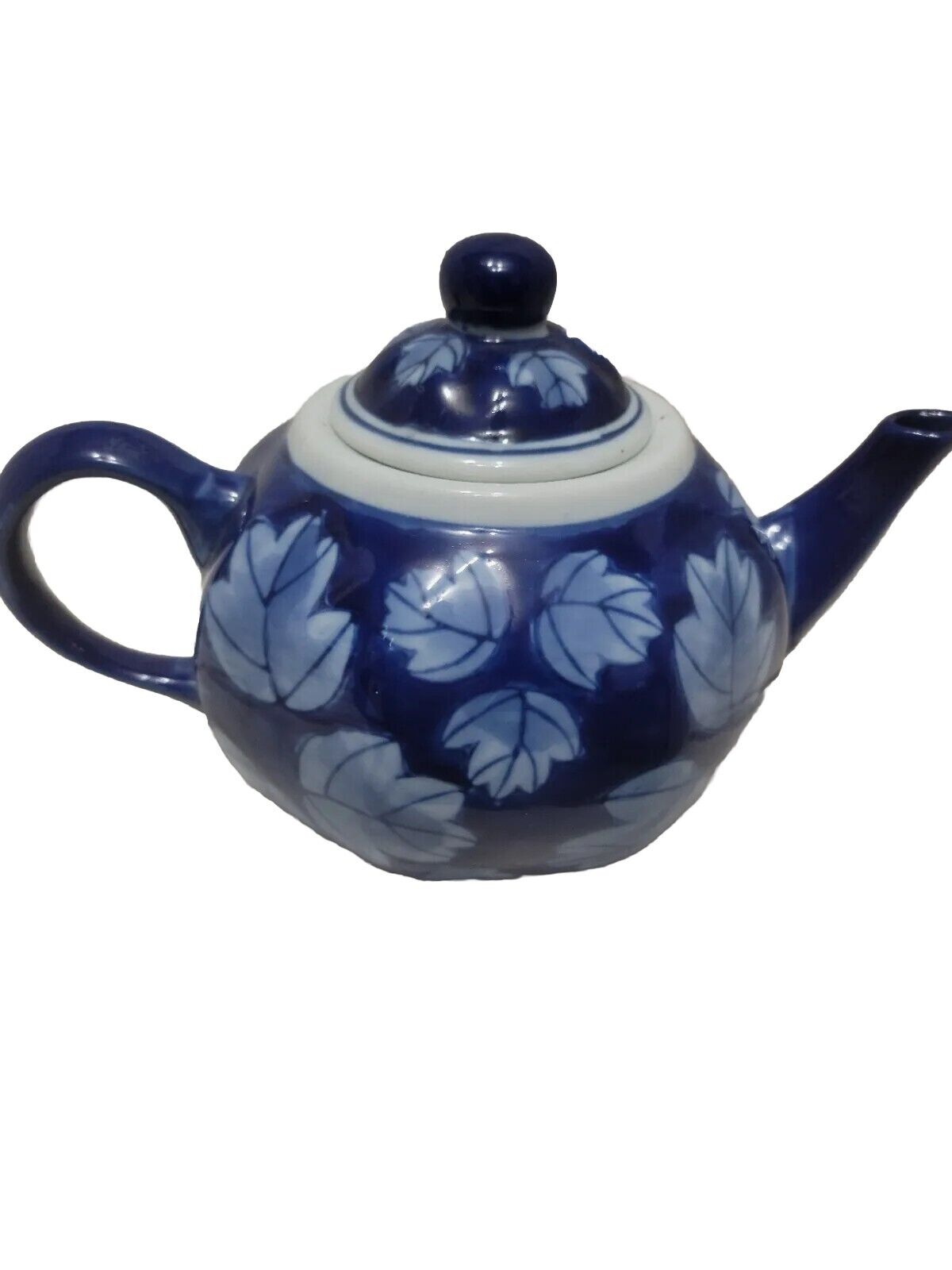 Designpac Cobalt Blue Leaf Pattern Ceramic Teapot 