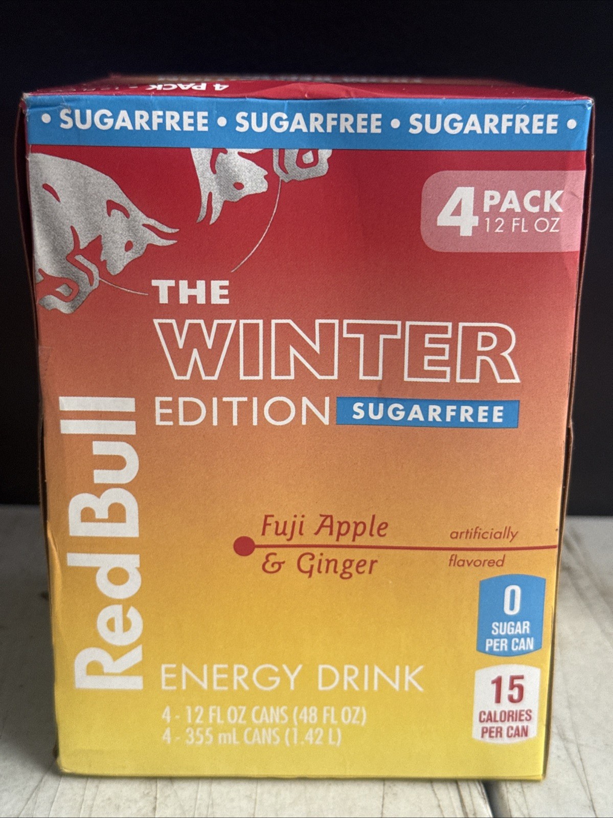 Red Bull Winter Edition: Fuji Apple Sugar Free 4 Pack Collectors Item Only 9/26