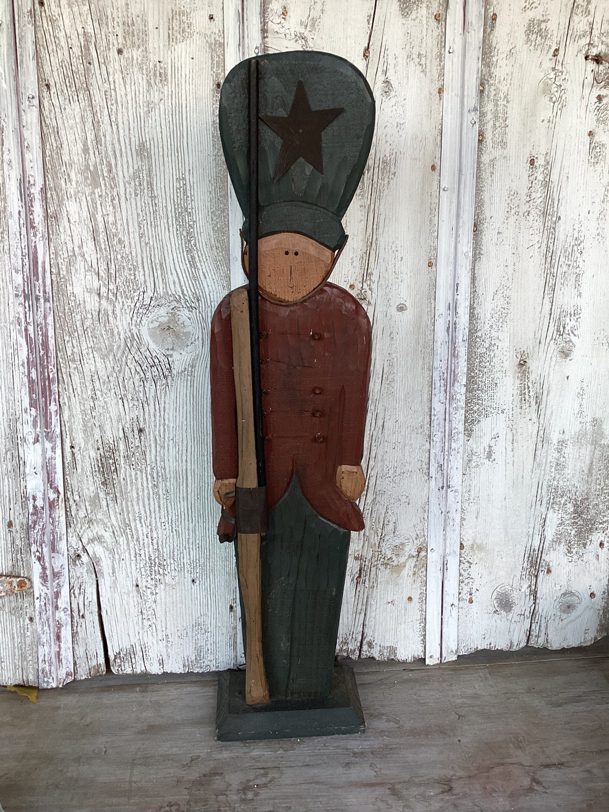 VTG Wooden  Holiday 3 Ft Nutcracker Soldier~Christmas Decorations
