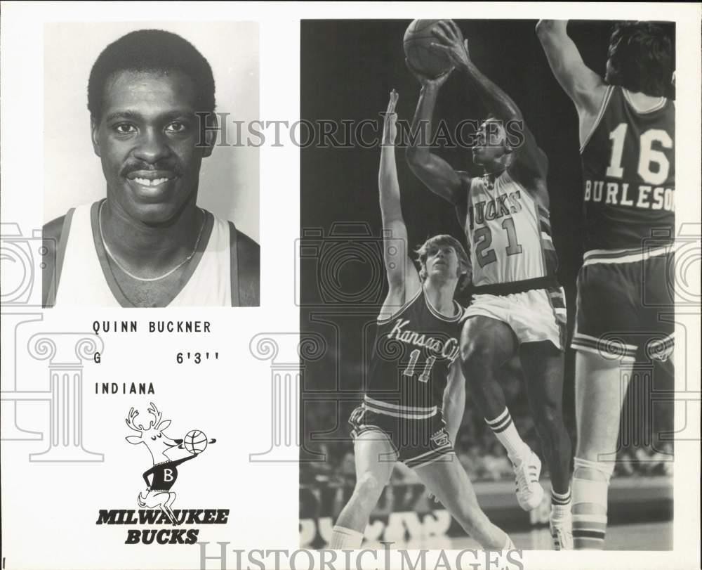 1976 Press Photo Milwaukee Bucks' Quinn Buckner shooting against Kansas City