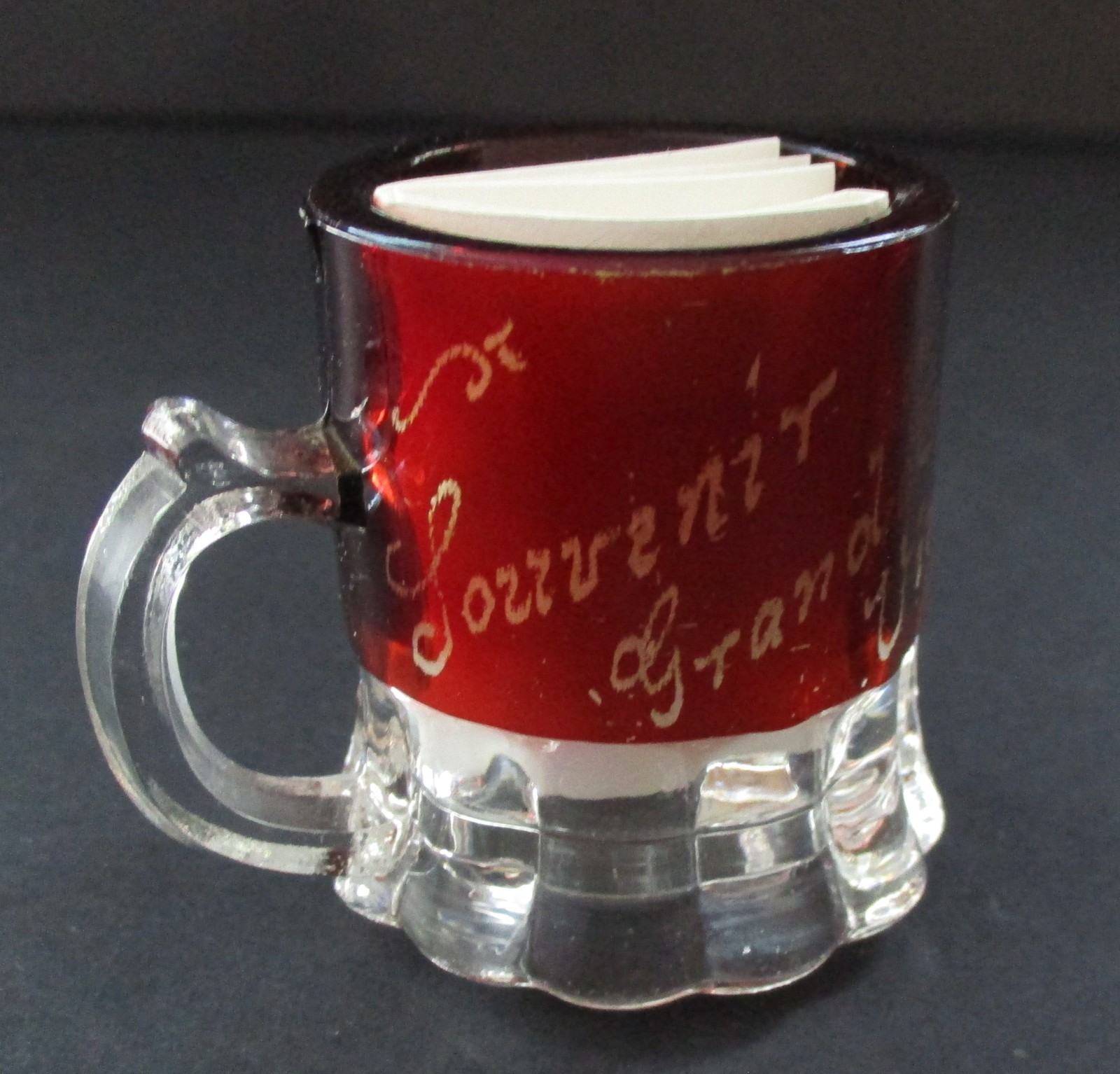 1901 Souvenir EAPG Ruby Stained Glass Mug Grand Commandery Knights Templar