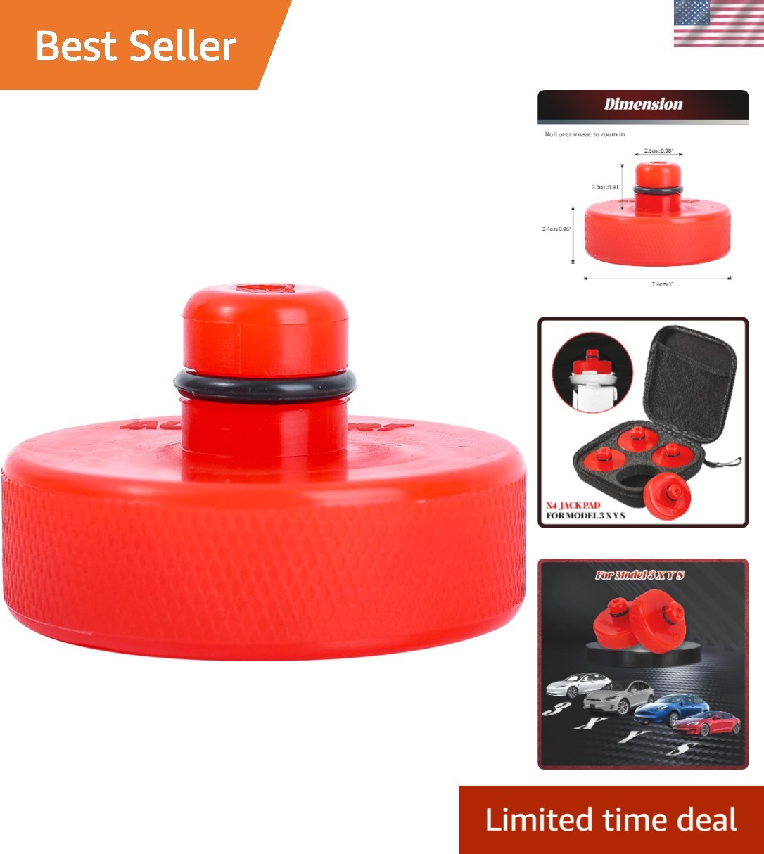 Jack Pad Lifting Pucks Floor Jack Adapter for Tesla Model 3 Y S X 2017-2024 Red