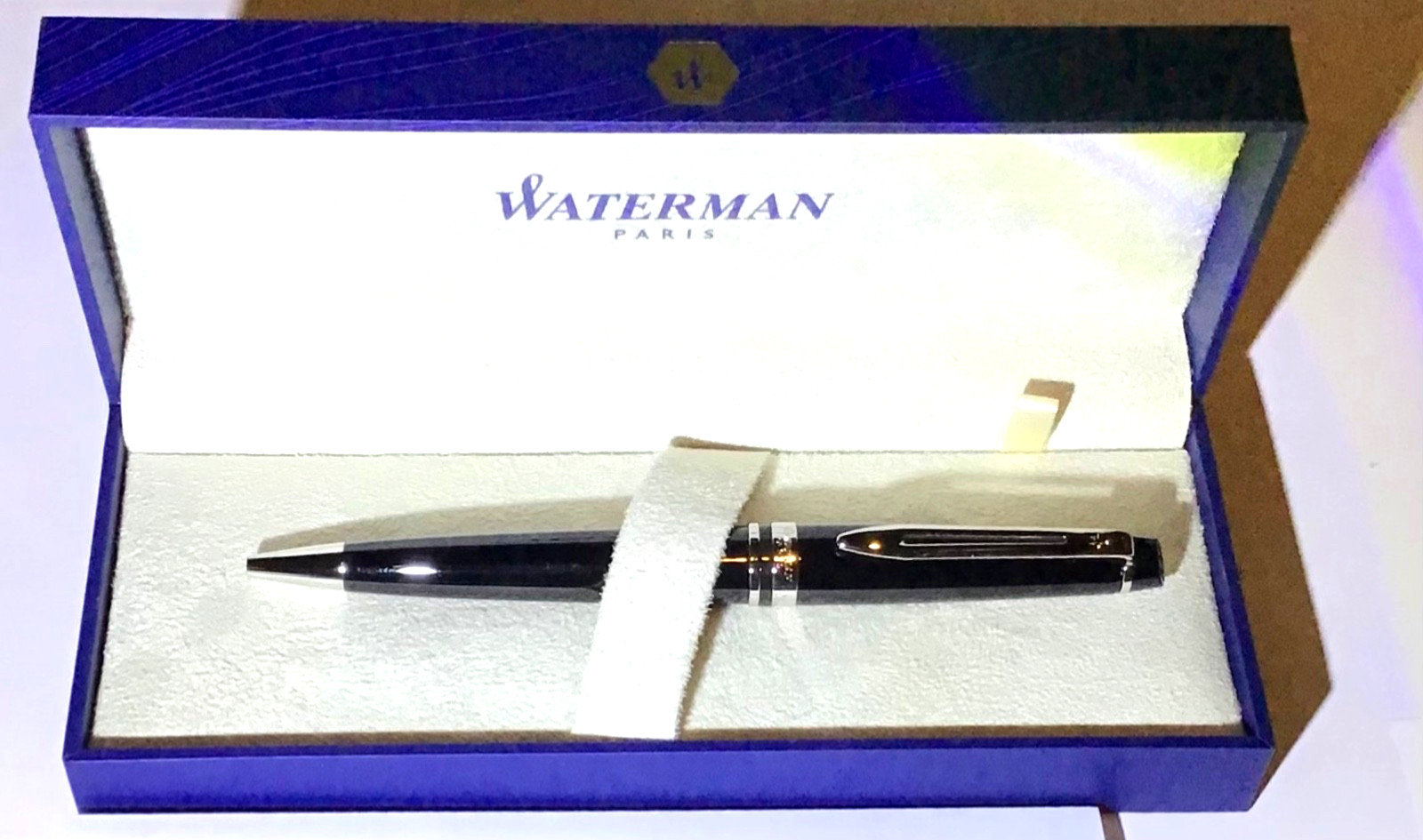 NIB Waterman Expert 3 Black CT Ballpoint Pen S0951800 Med Pt. Blue Ink