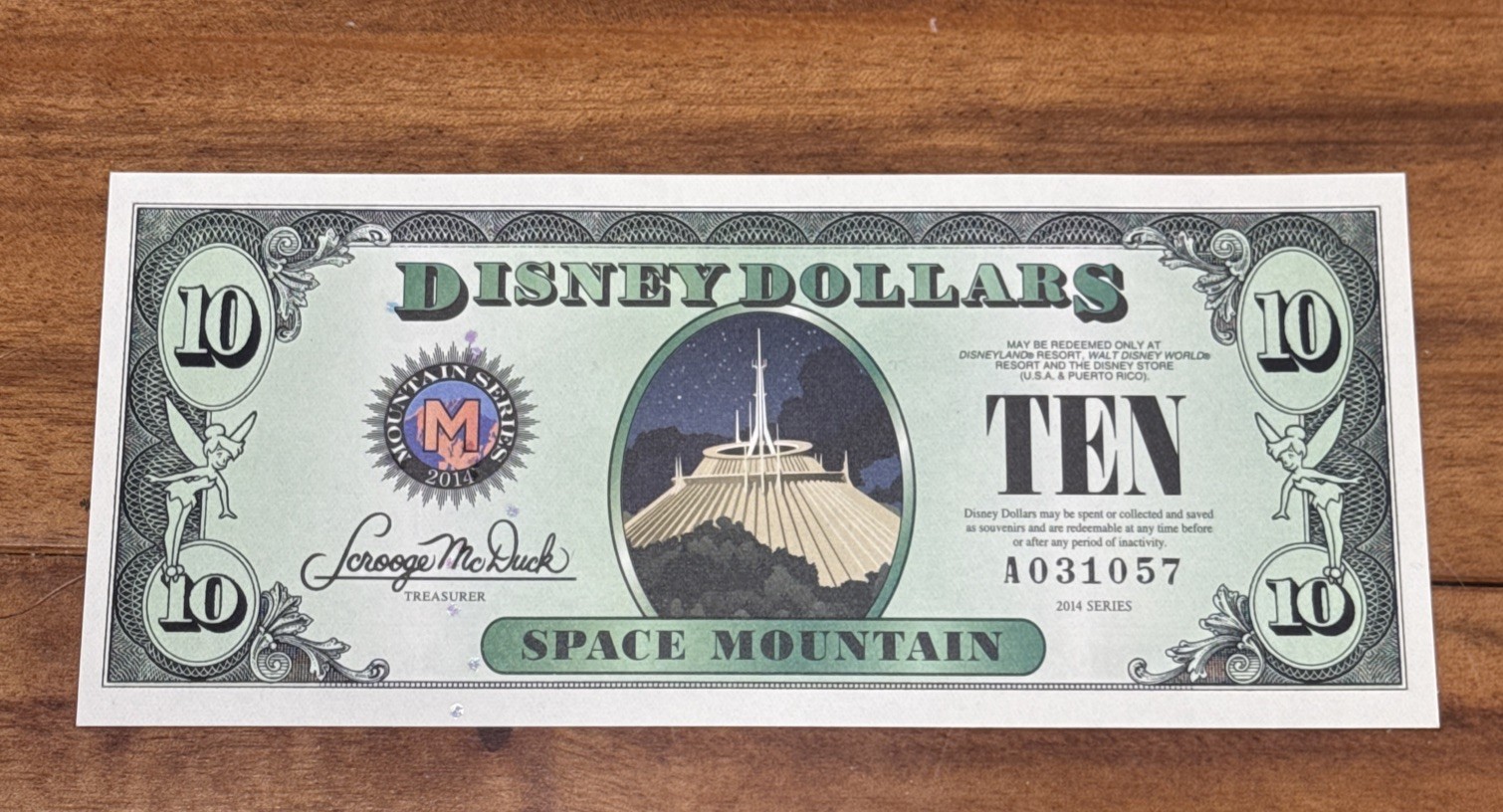 2014 Space Mountain Mickey Mouse $10 Disney Dollar Ten Dollars New A Disneyland 2014 Space Mountain Mickey Mouse $10 Disney Dollar Ten Dollars New A Disneyland