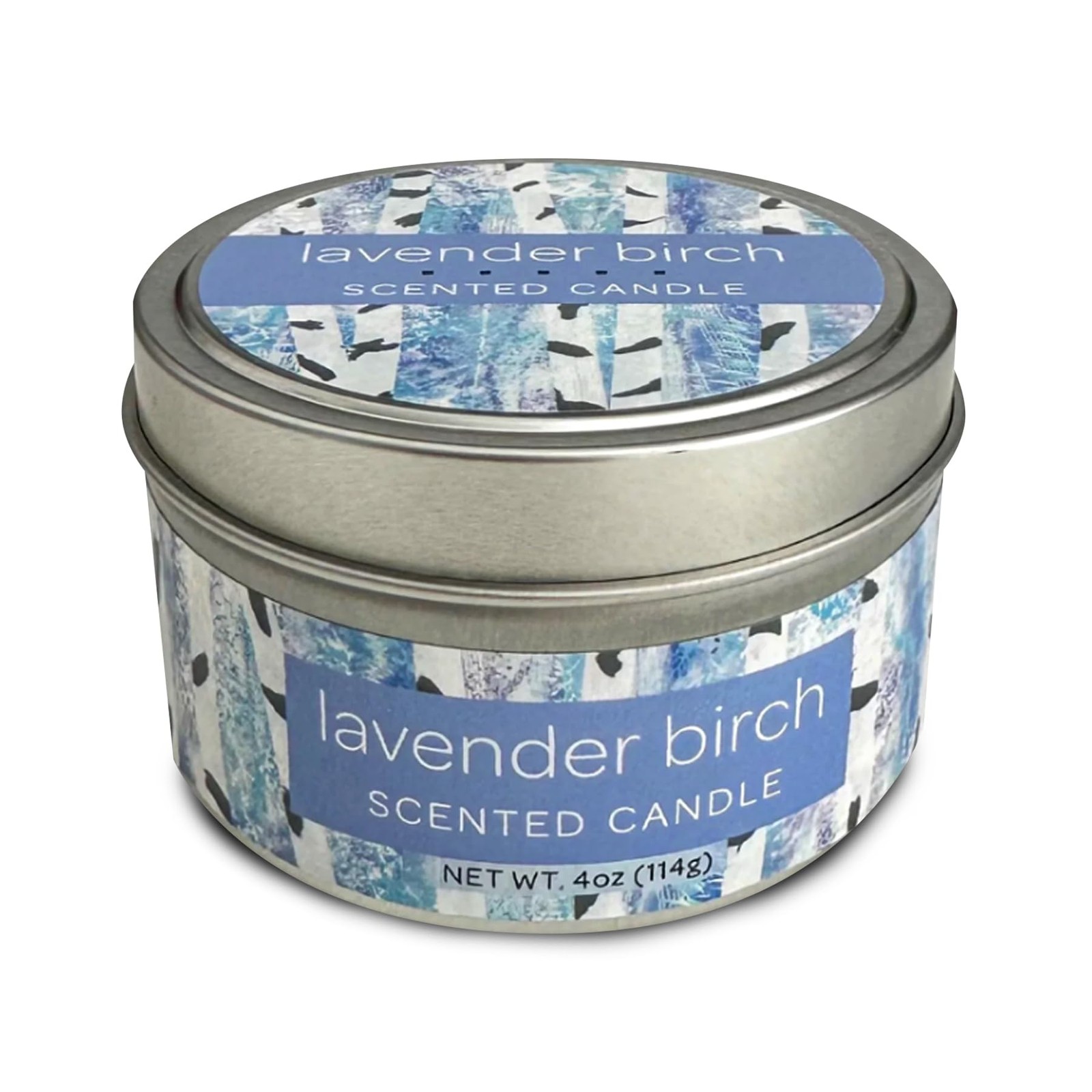 Greenwich Bay Scented Candle Tin 4oz Lavender Birch Travel Candle USA, Blue