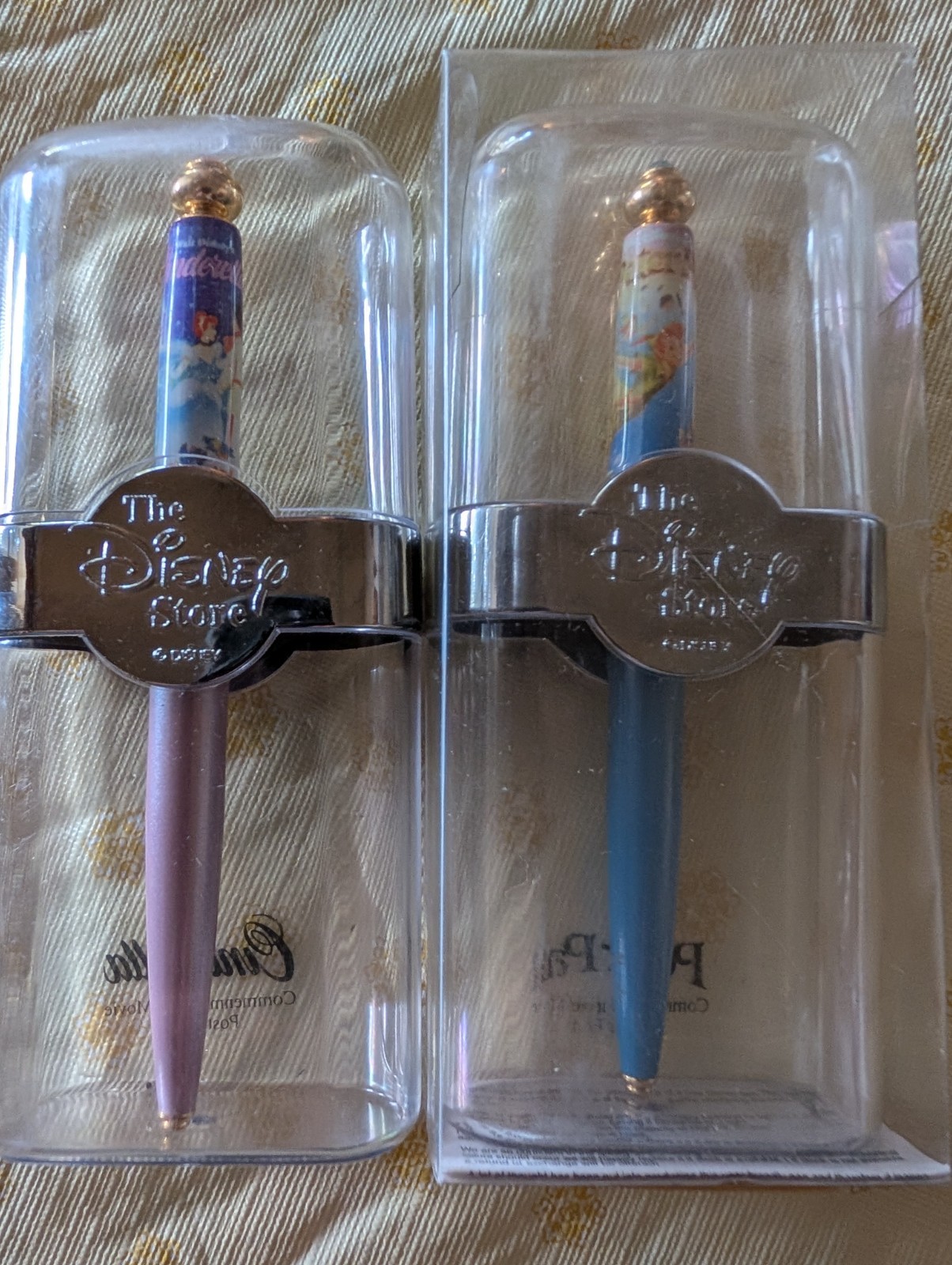 Vintage Disney Store Cinderella & Peter Pan Commemorative Movie Poster Pens 