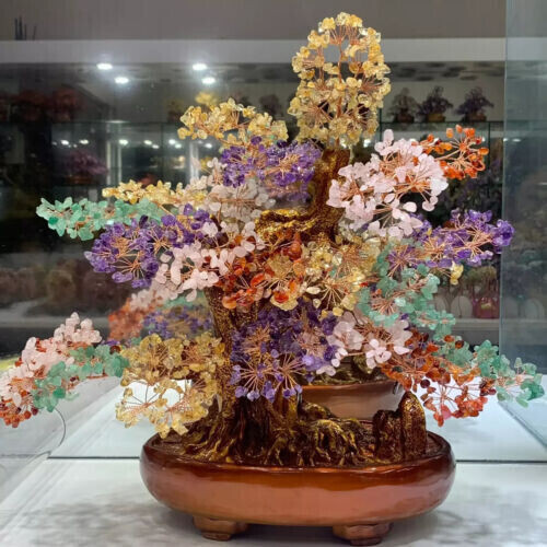 Mixed Quartz Crystal Bonsai Tree Energy Tree Gemstone tree of Life home decor
