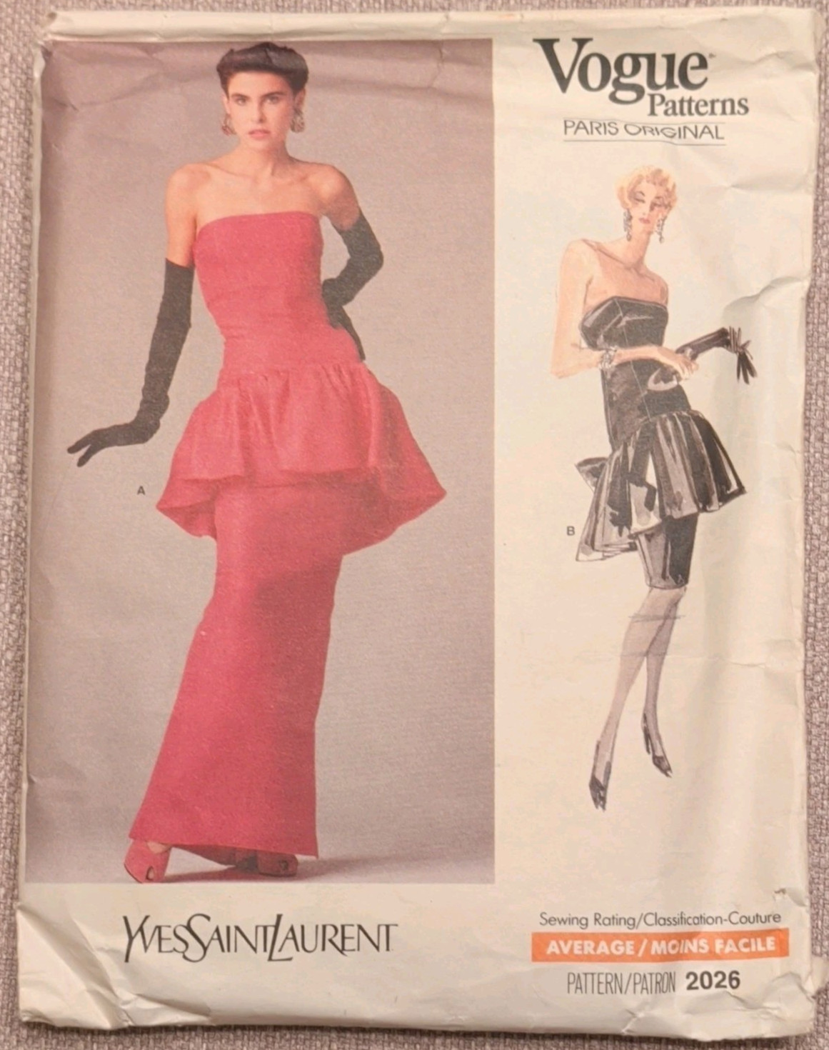 Vintage 1988 Vogue 2026 Yves Saint Laurent Dress Pattern CUT  
