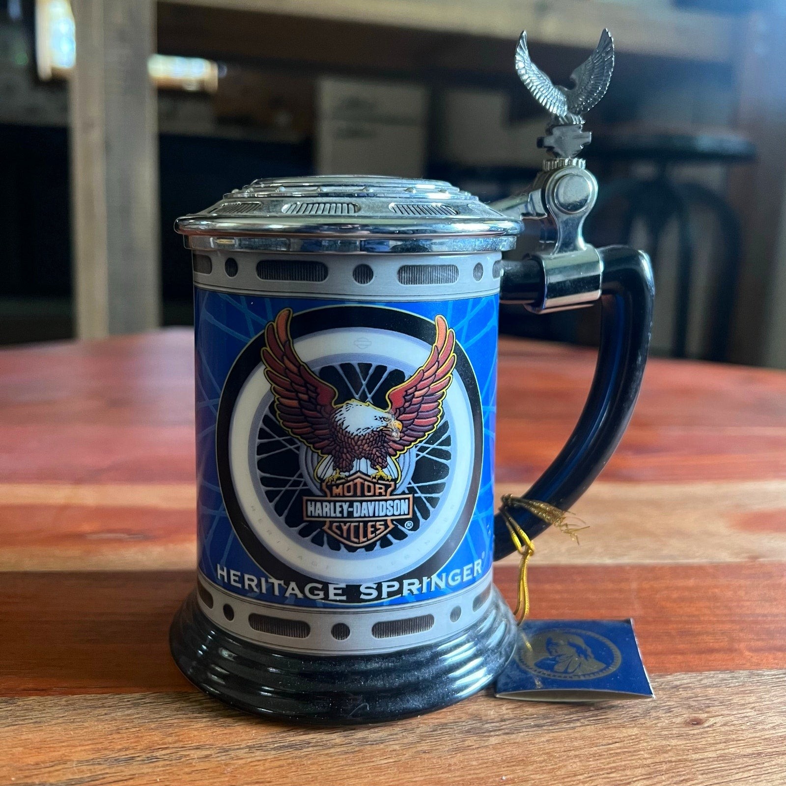 Vintage Harley Davidson Heritage Springer Tankard 2000 Franklin Mint Stein Lid