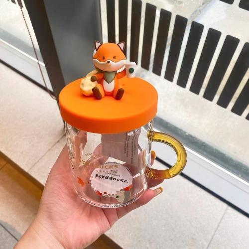 Starbucks Autumn Forest Series Maple Leaf Fox Glass Heat Resistant Handle Starbucks Autumn Forest Series Maple Leaf Fox Glass Heat Resistant Handle