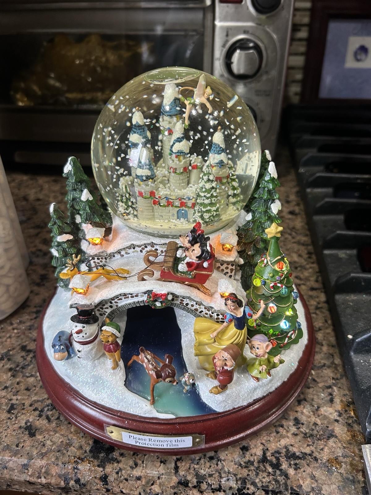 An Old Fashioned Disney Christmas Snow Globe Music Lights Bradford Exchange