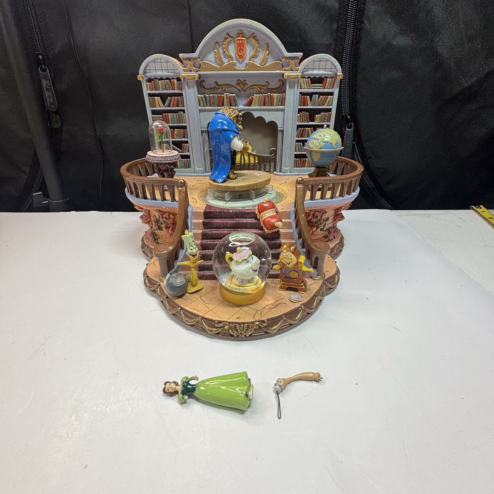 Rare Vtg Disney Beauty Beast Library Snow Globe 1991 Broken Globe Parts Repair Rare Vtg Disney Beauty Beast Library Snow Globe 1991 Broken Globe Parts Repair