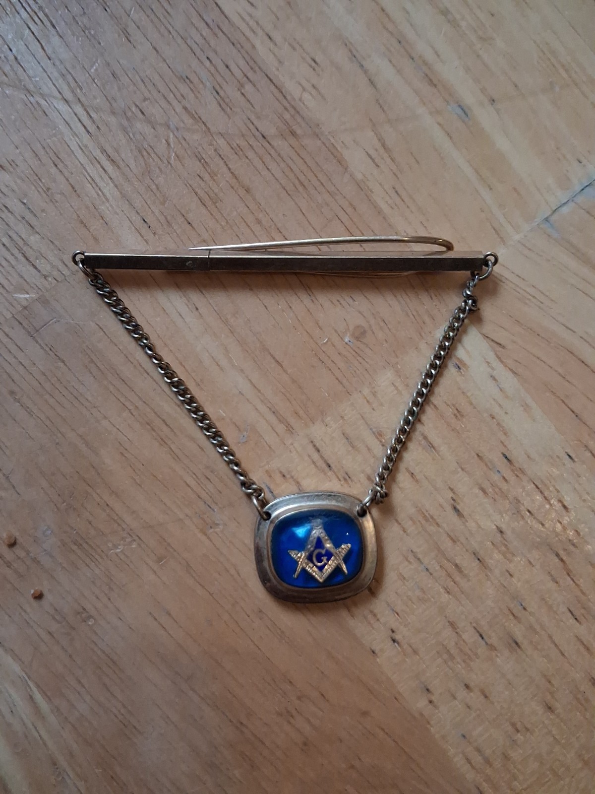 Vintage Antique Art Deco Freemasons Mason Tie Bar Gold Filled 