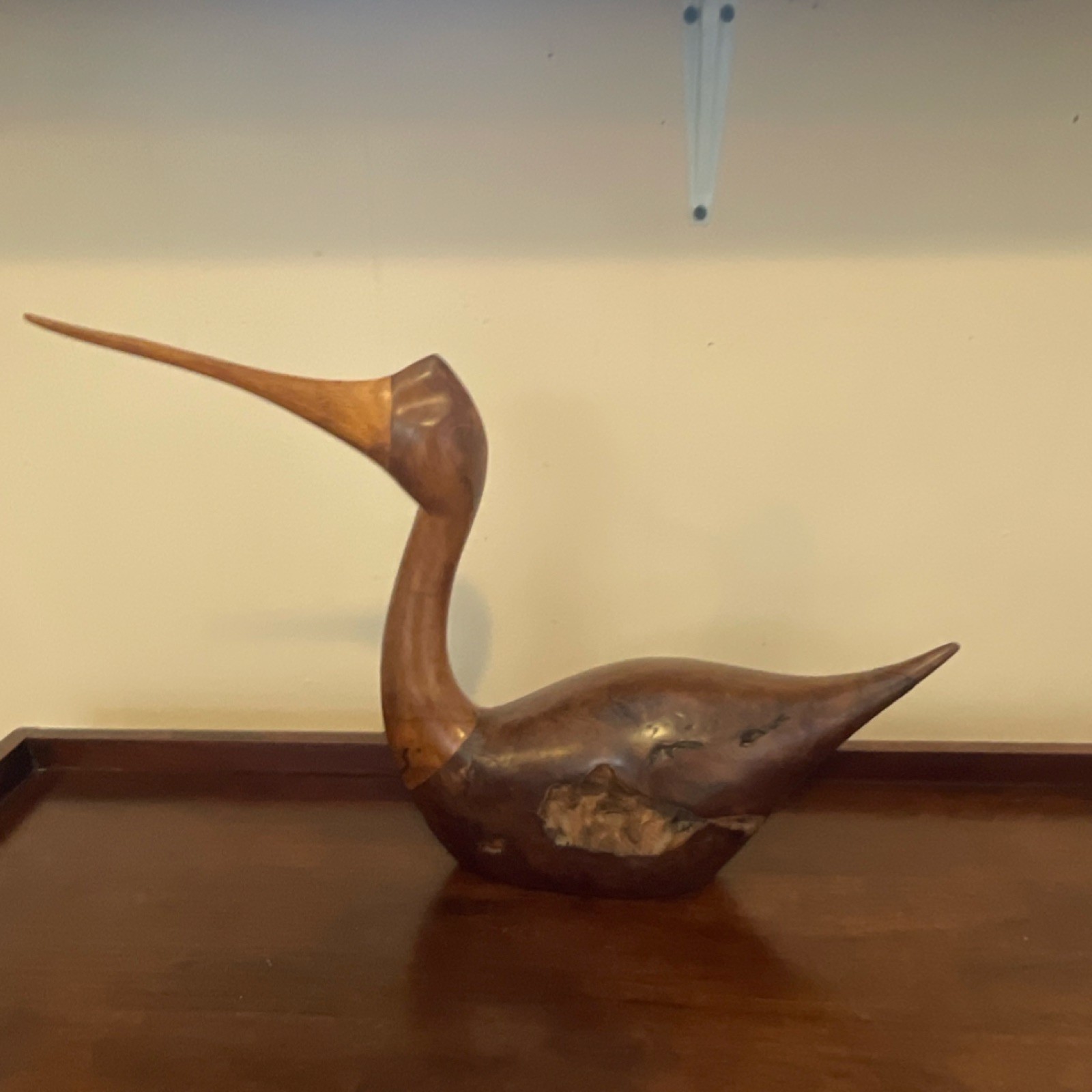C. Vaughn Burlingham Signed Hand Carved Wood Bird Sculpture 1986 Brown Original